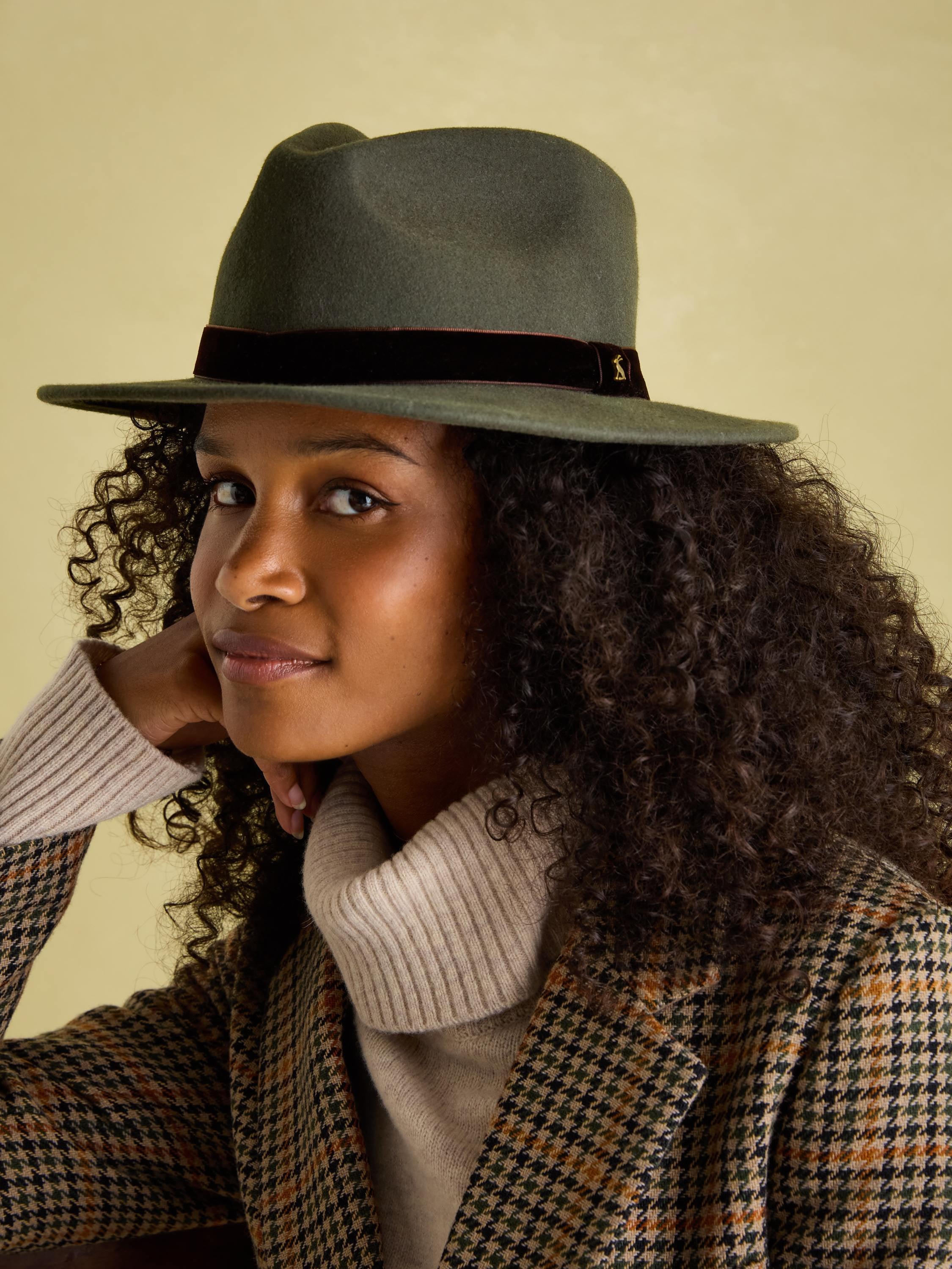 Maude Khaki Green Wool Fedora Hat