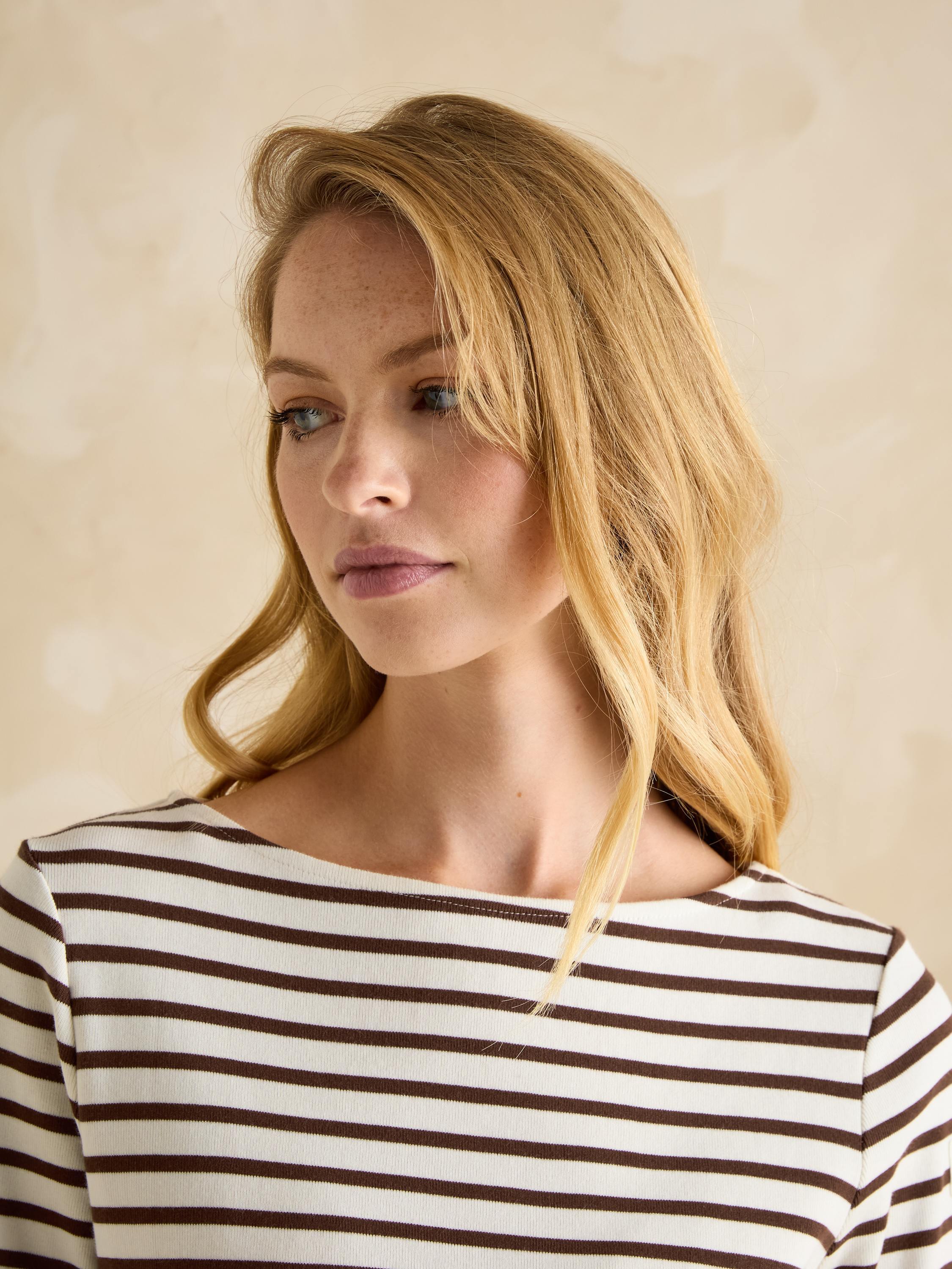 Harbour Brown/Cream Boat Neck Breton Top
