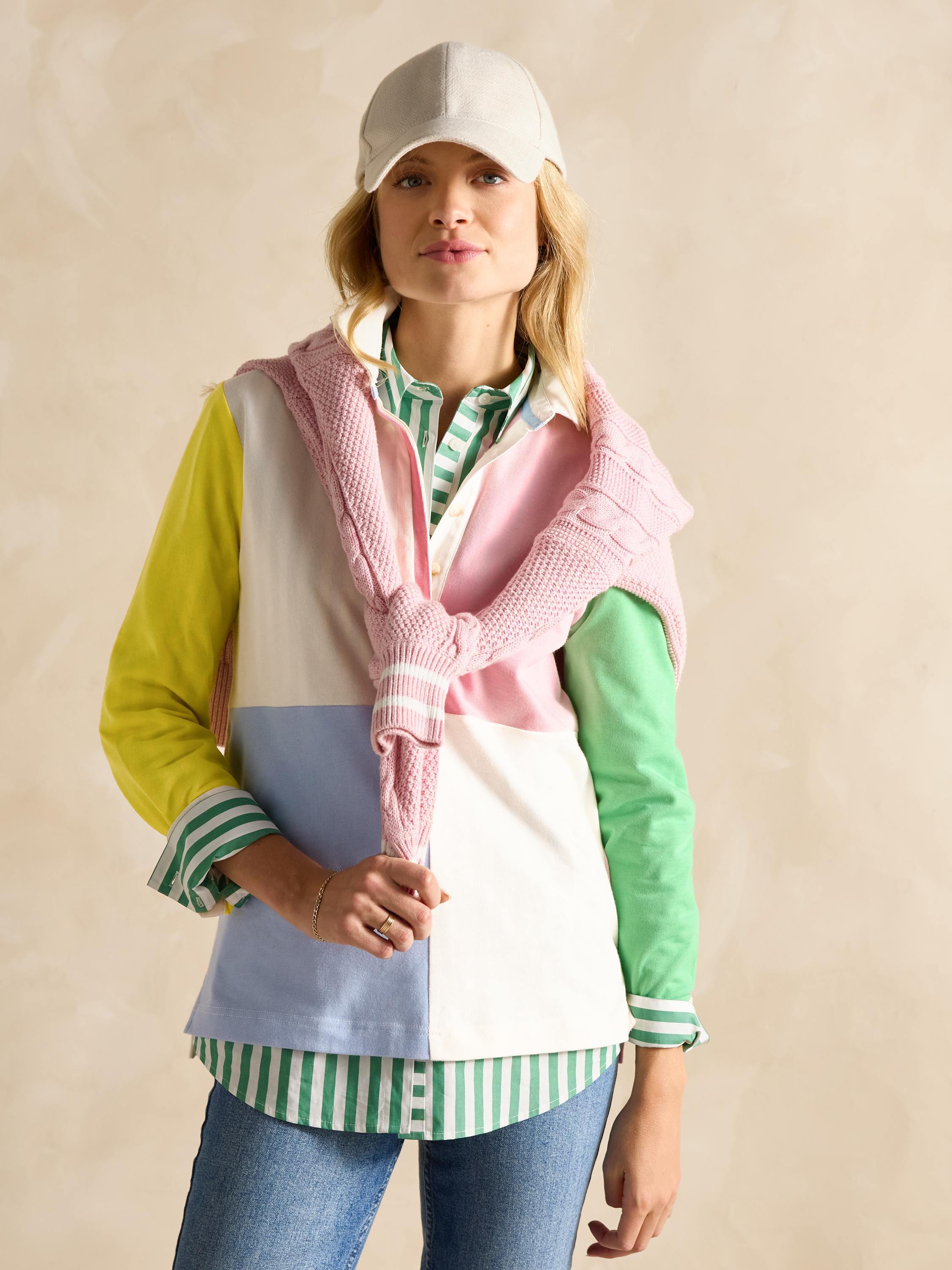 Falmouth Multi Hotch Potch Collared Rugby Shirt