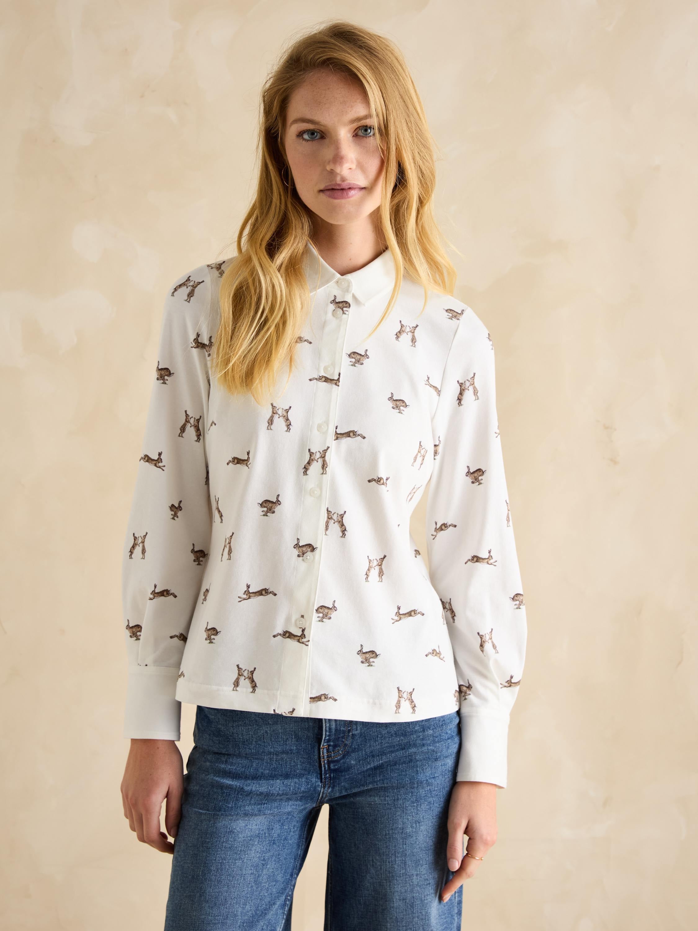 Cream Hares Joules X Eleanor Tomlinson Jersey Shirt