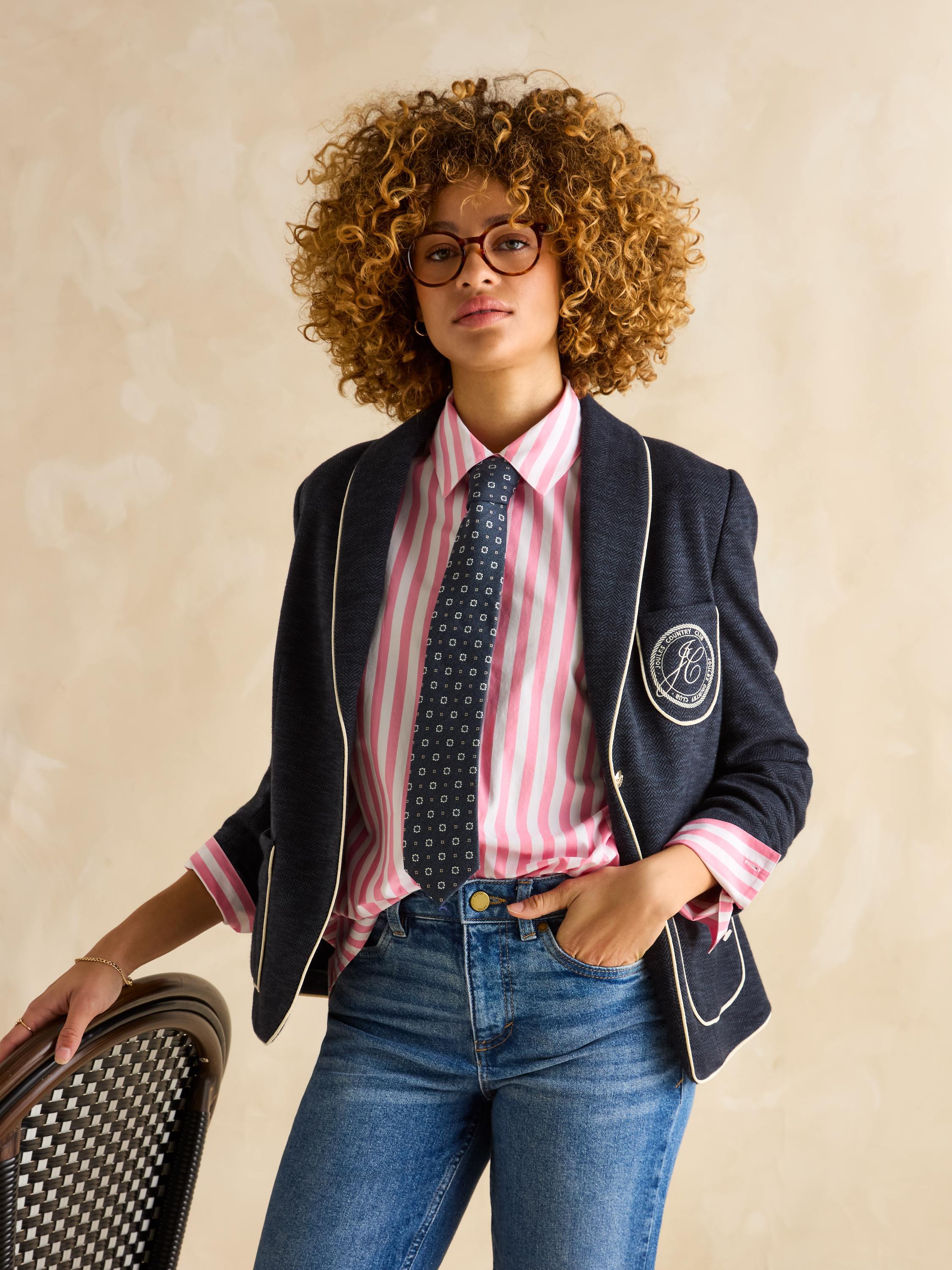Amilla Pink & White Stripe Longline Relaxed Fit Shirt
