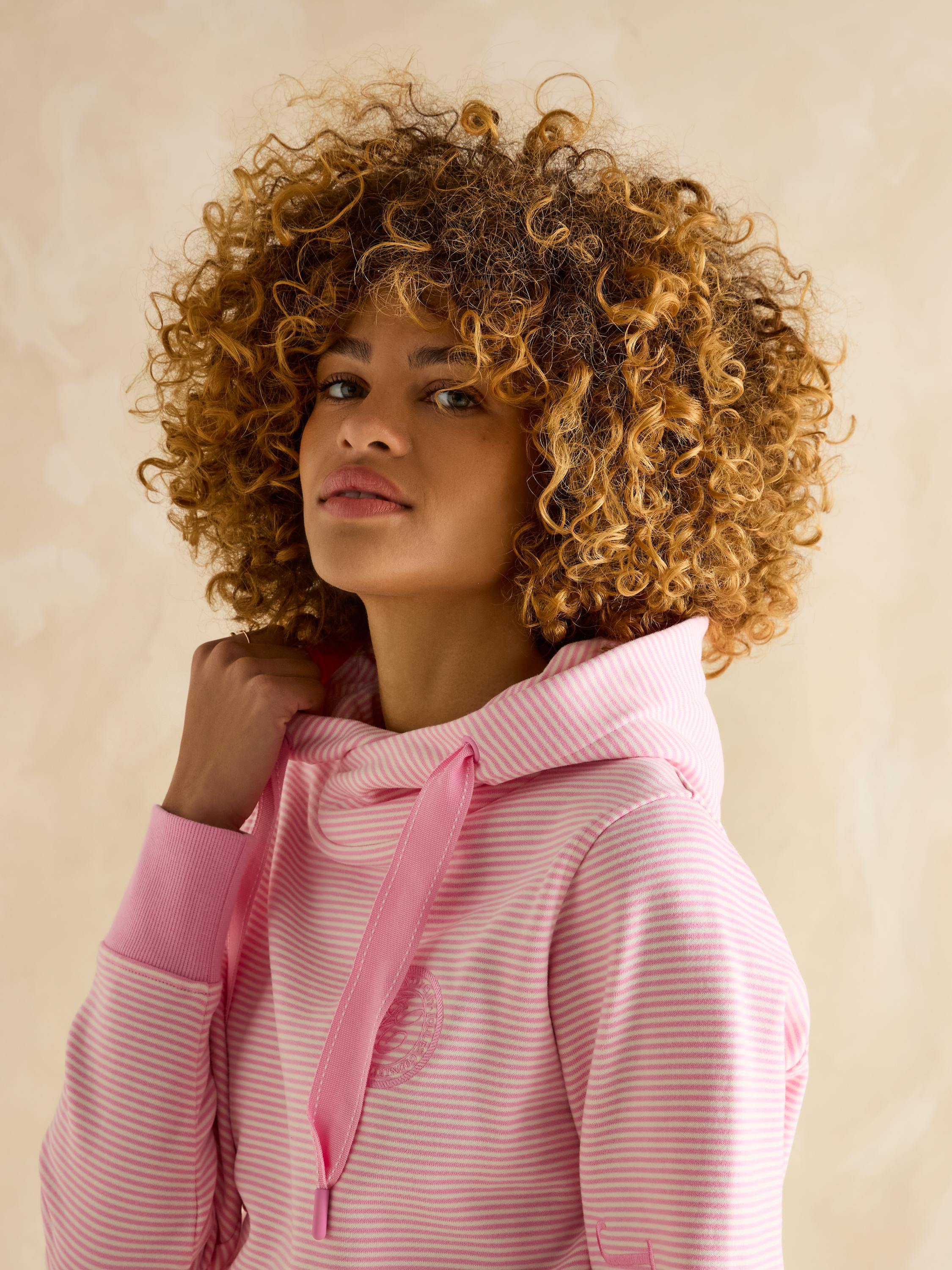 Rushton  Pink Cowl Neck Hoodie