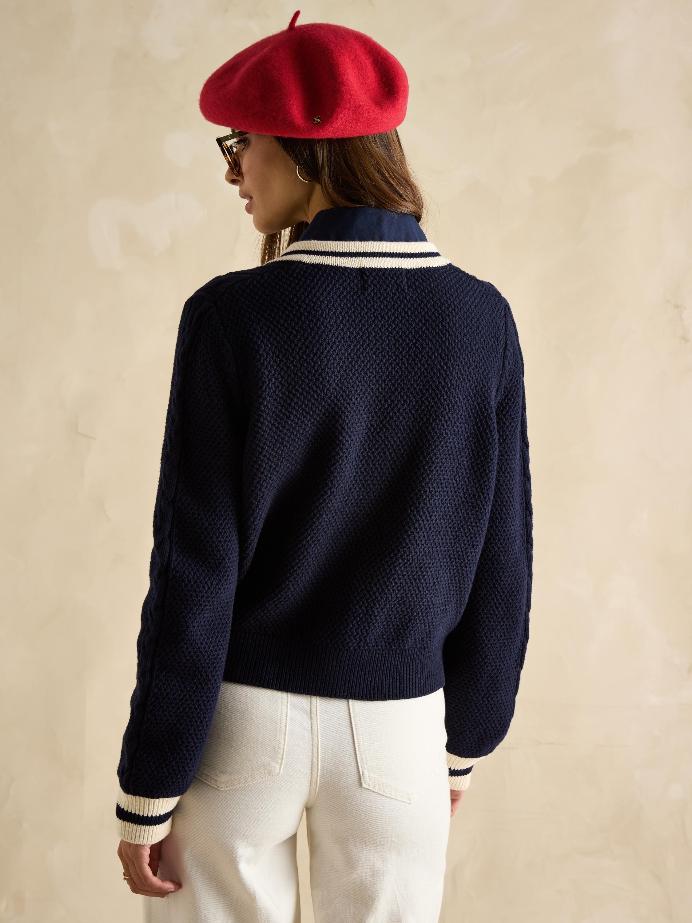 Centre Court Navy Cable Knit Cardigan