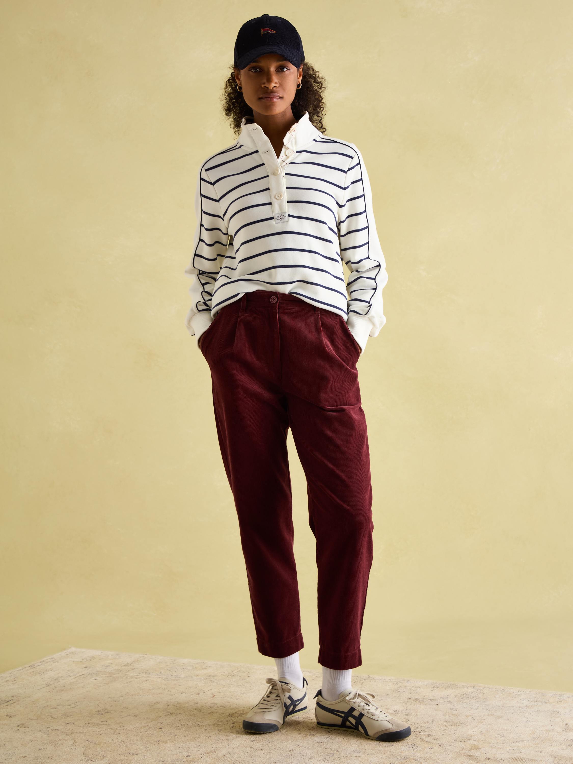 Southwold Navy Button Down Striped Sweatshirt