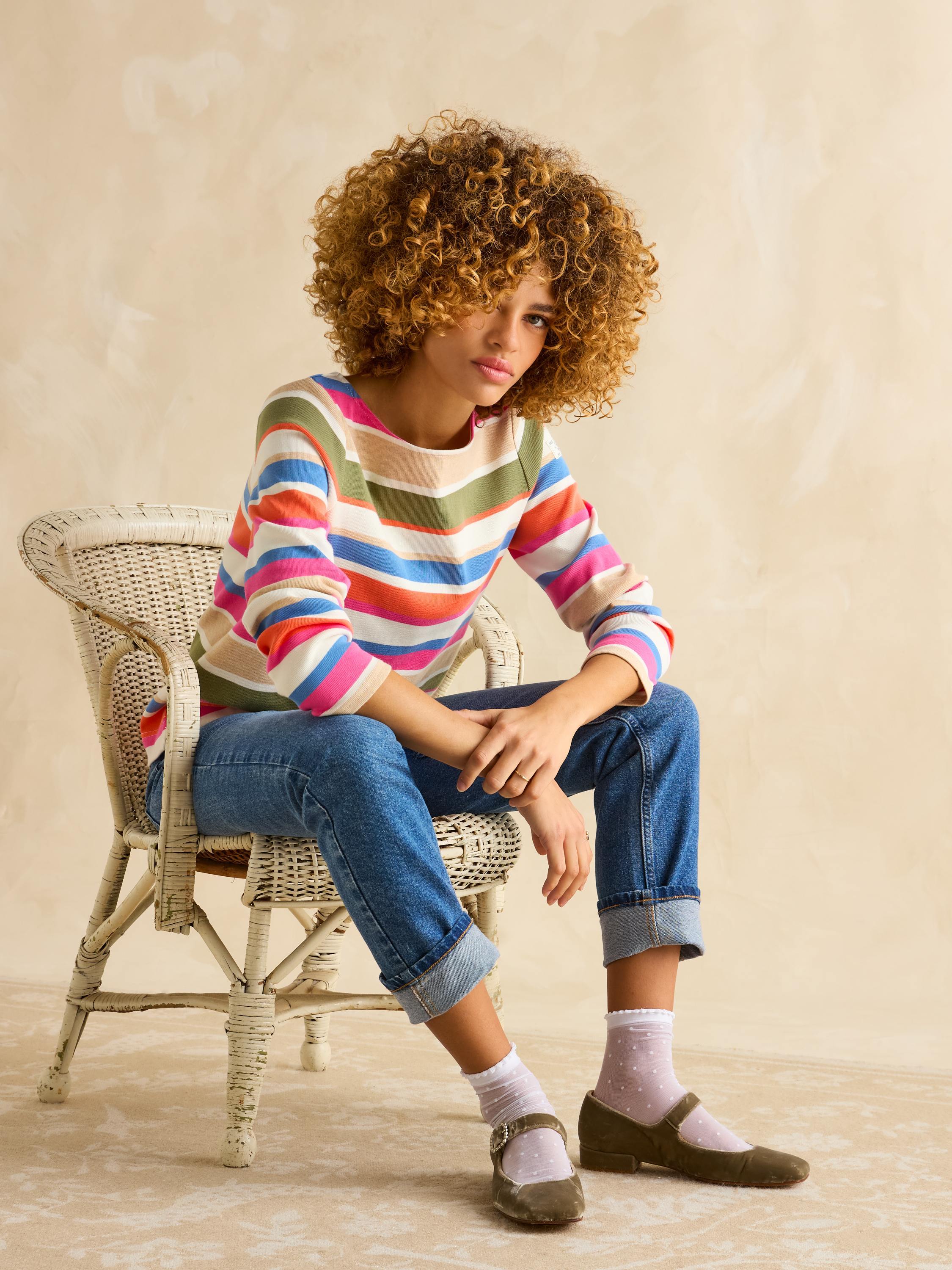 Harbour Pam Multi Boat Neck Printed Top