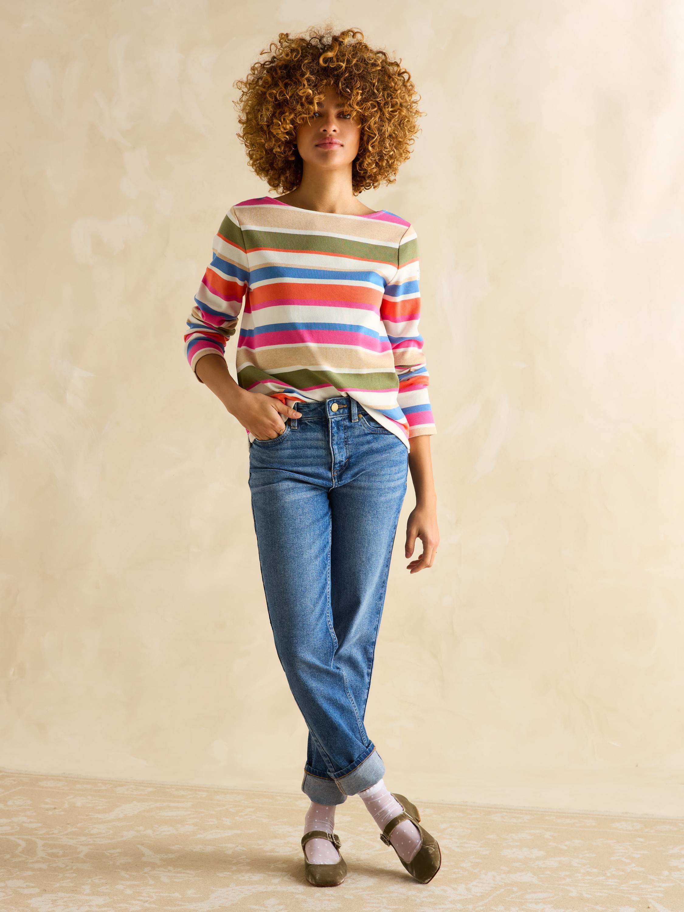 Harbour Pam Multi Boat Neck Printed Top