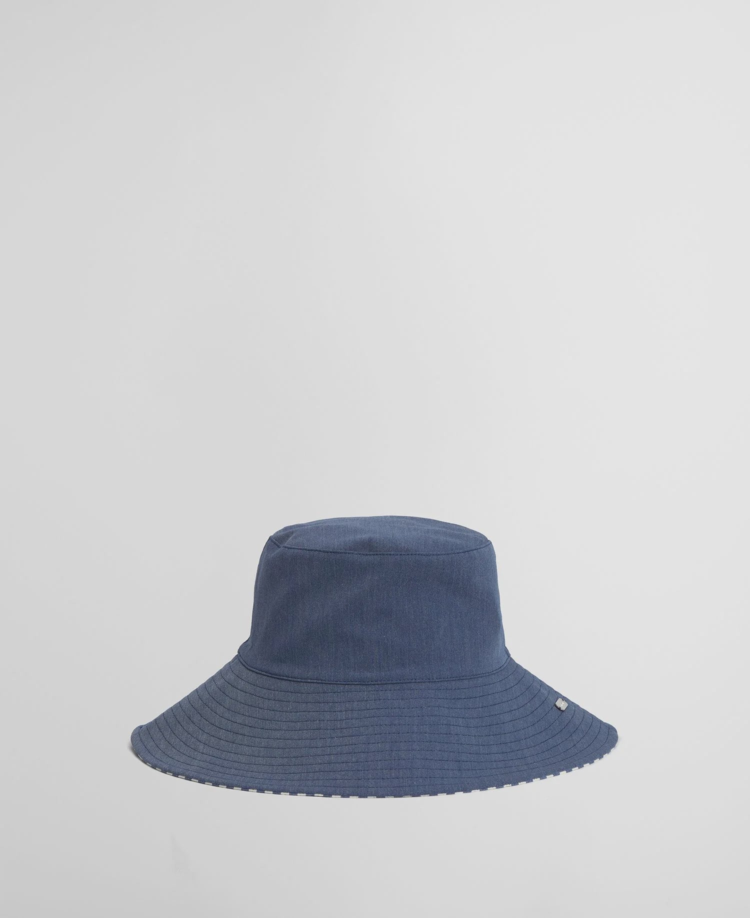 Fleur Reversible Bucket Hat - Chambray/Stripe