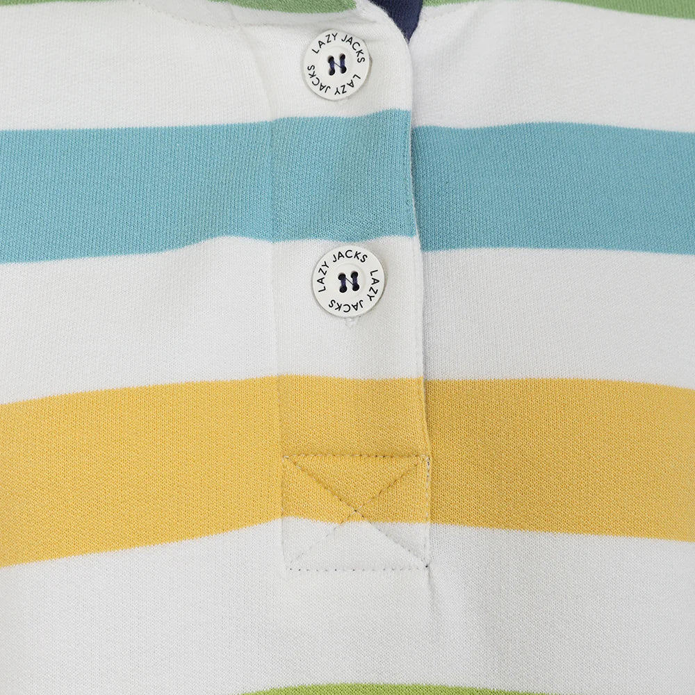 LJ6  Slim Fit Button Neck Sweatshirt - Greens