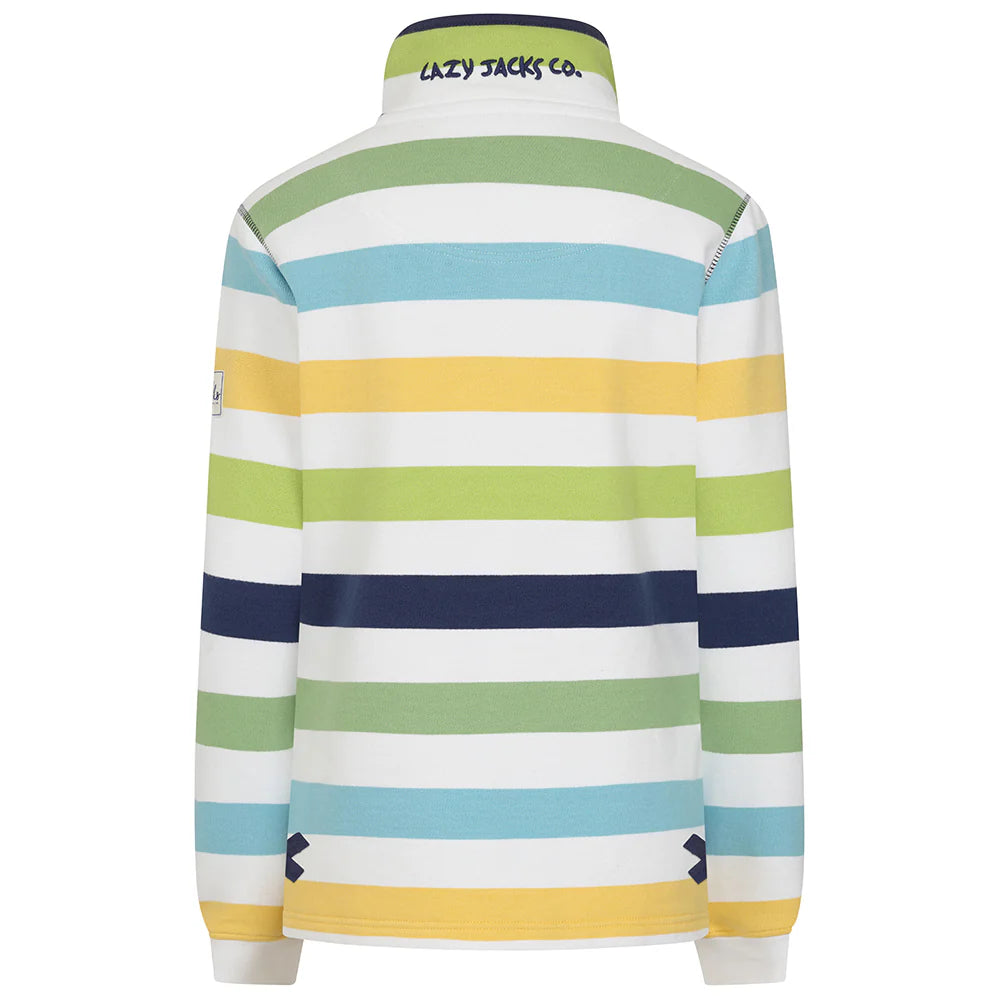 LJ6  Slim Fit Button Neck Sweatshirt - Greens