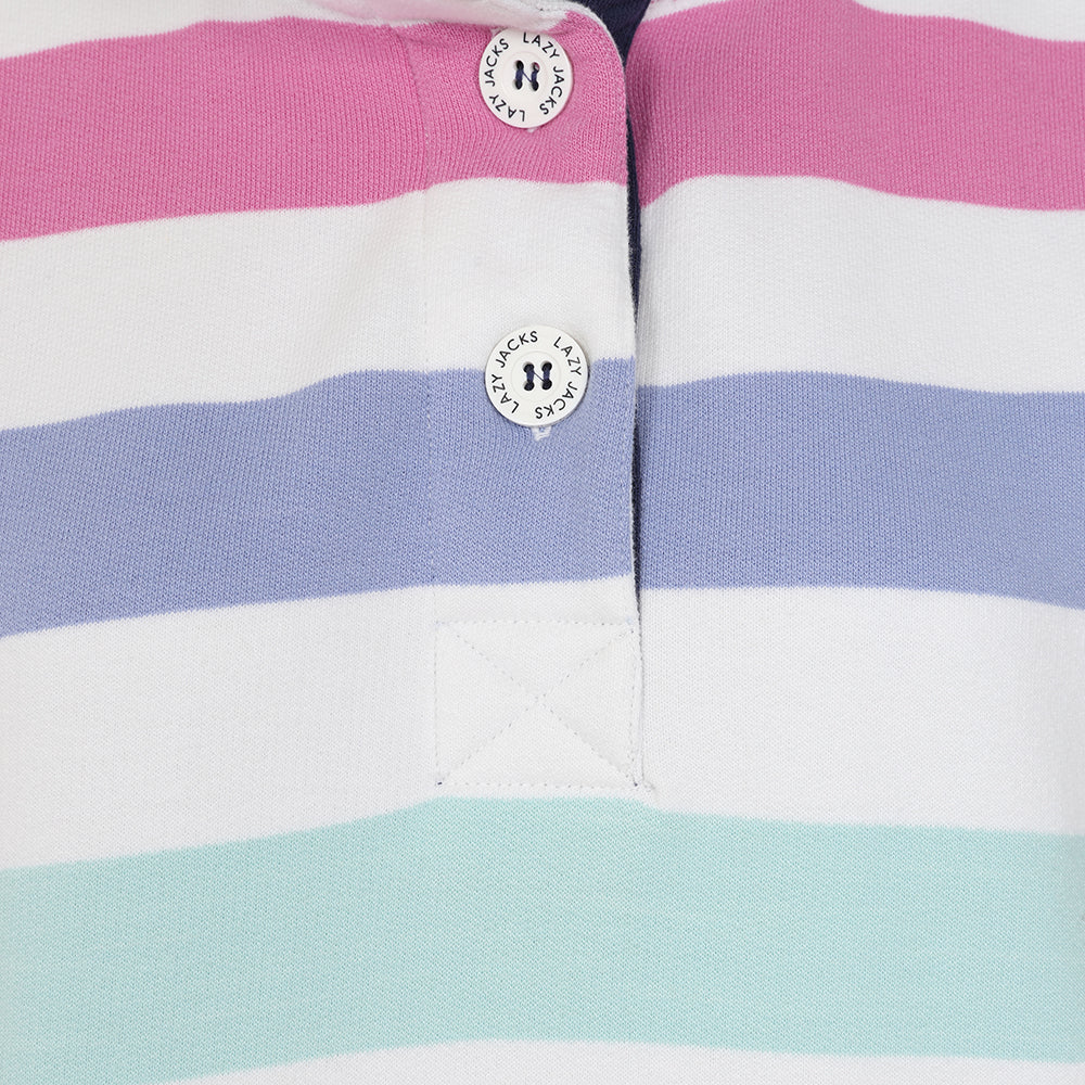 LJ6 Slim Fit Button Neck Sweatshirt - Watercolours