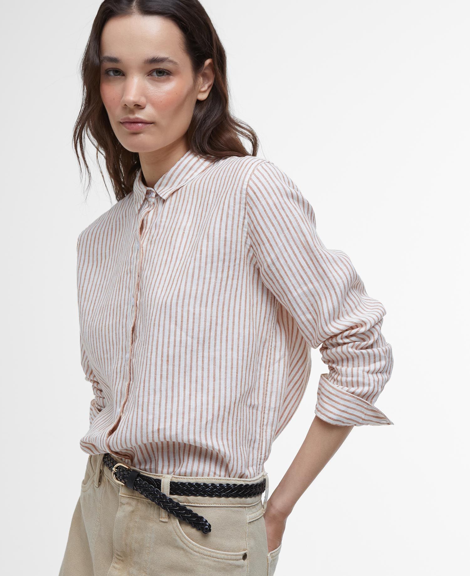 Marine Relaxed Long-Sleeved Shirt - Bran Stripe