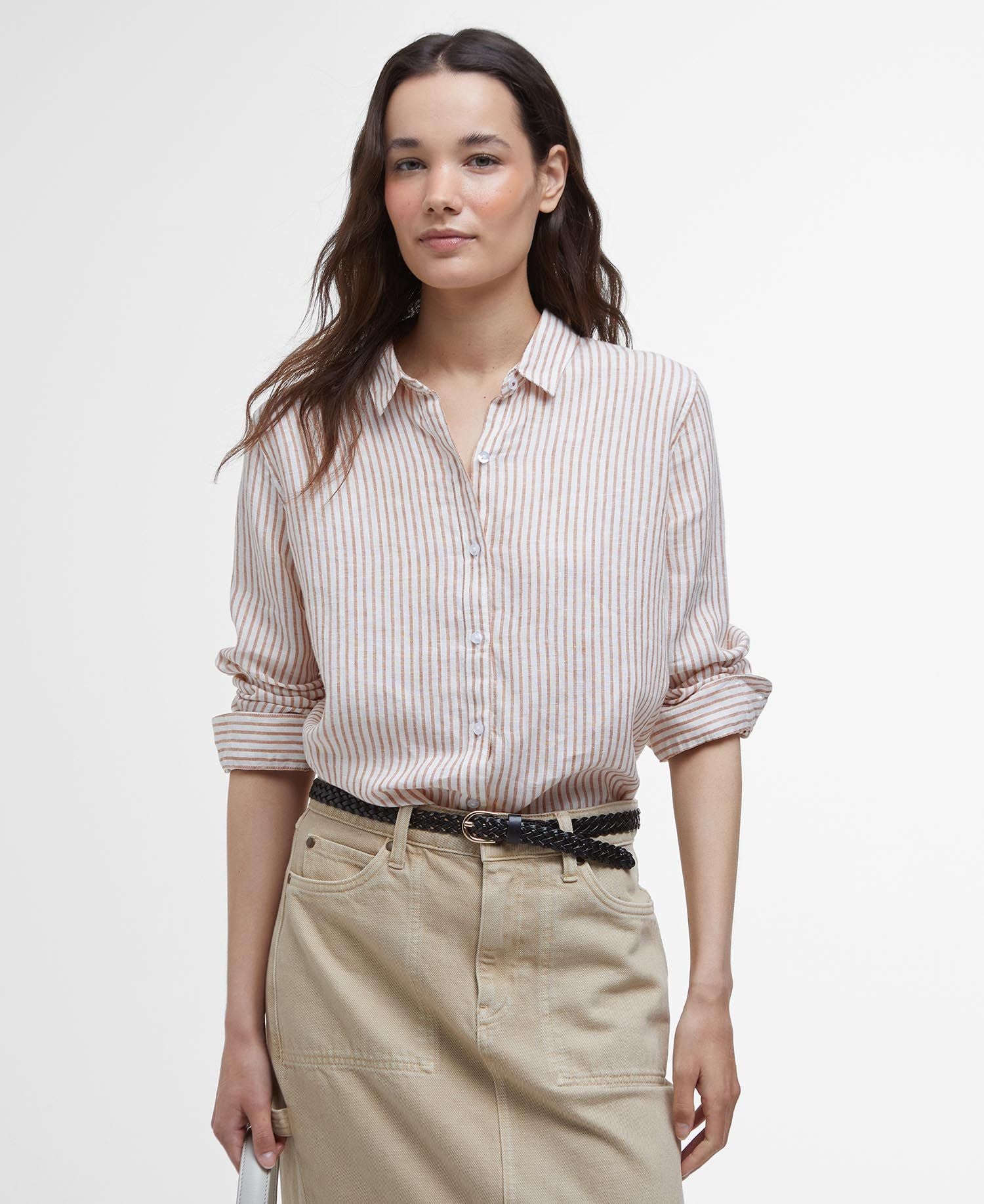 Marine Relaxed Long-Sleeved Shirt - Bran Stripe