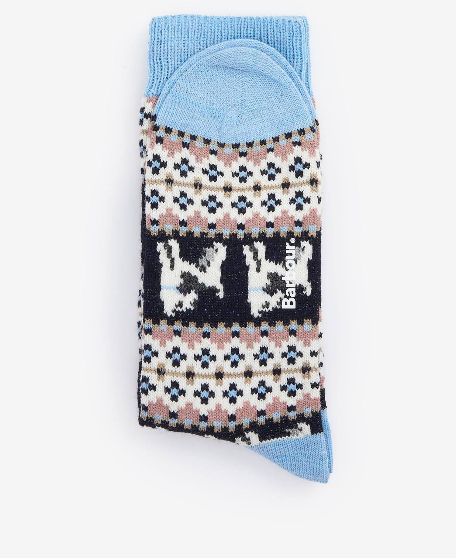Terrier Fair Isle Sock - Navy/Pink