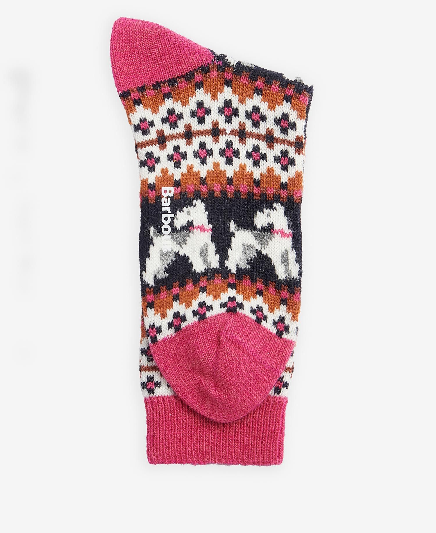 Terrier Fair Isle Sock - Navy/Pink Dahlia