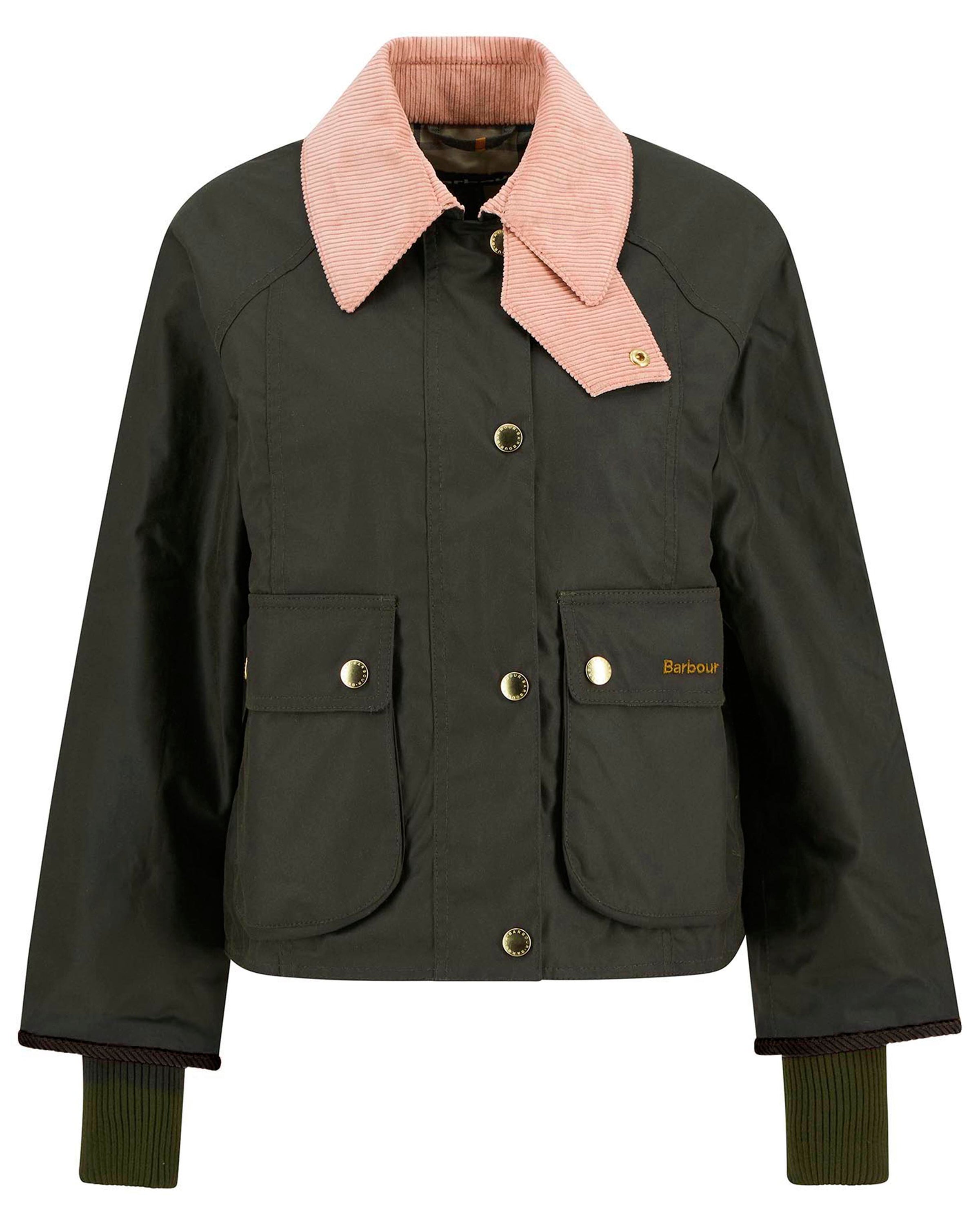 Cropped Beadnell Waxed Jacket - Archive Olive/Ancient/Gardenia
