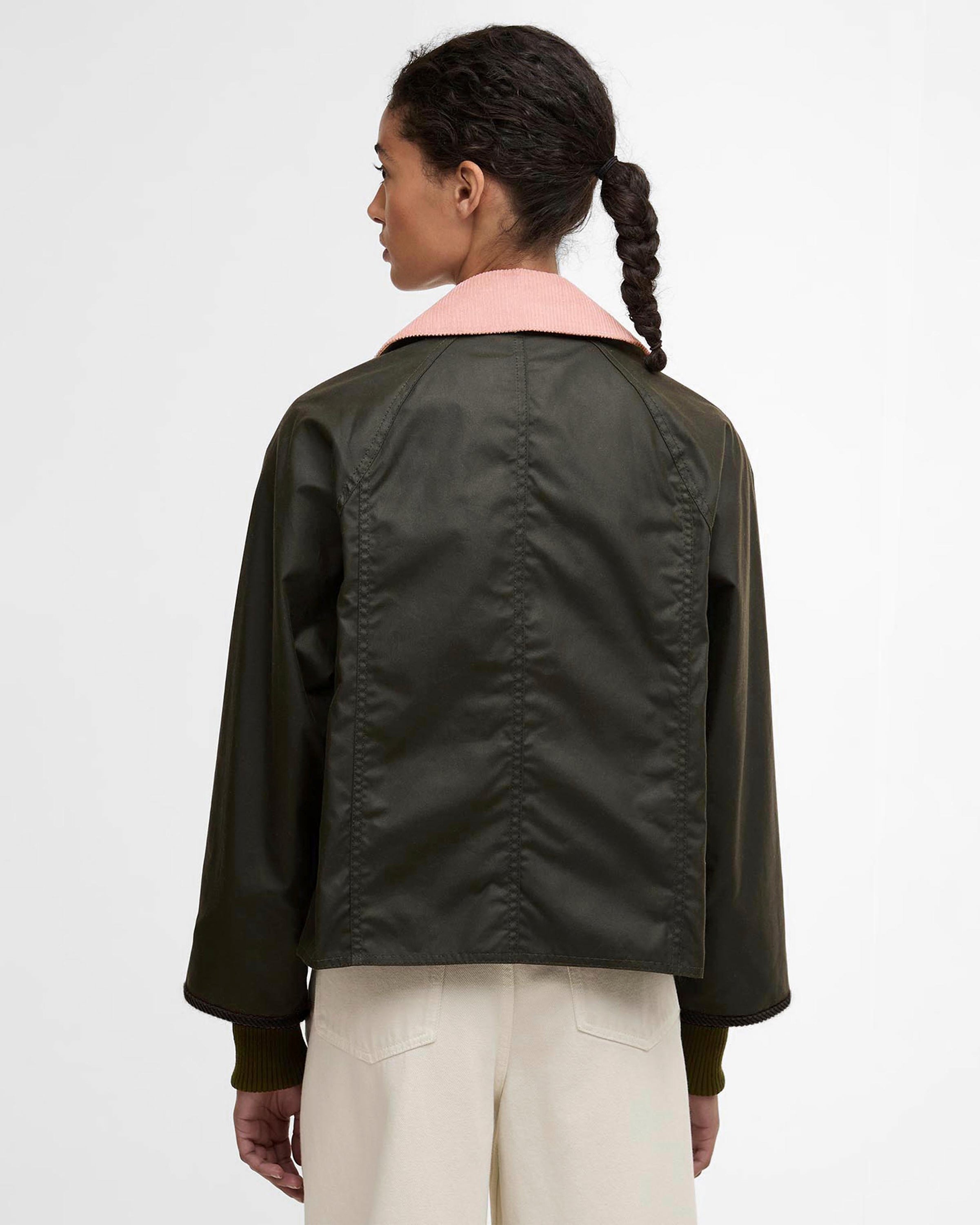 Cropped Beadnell Waxed Jacket - Archive Olive/Ancient/Gardenia