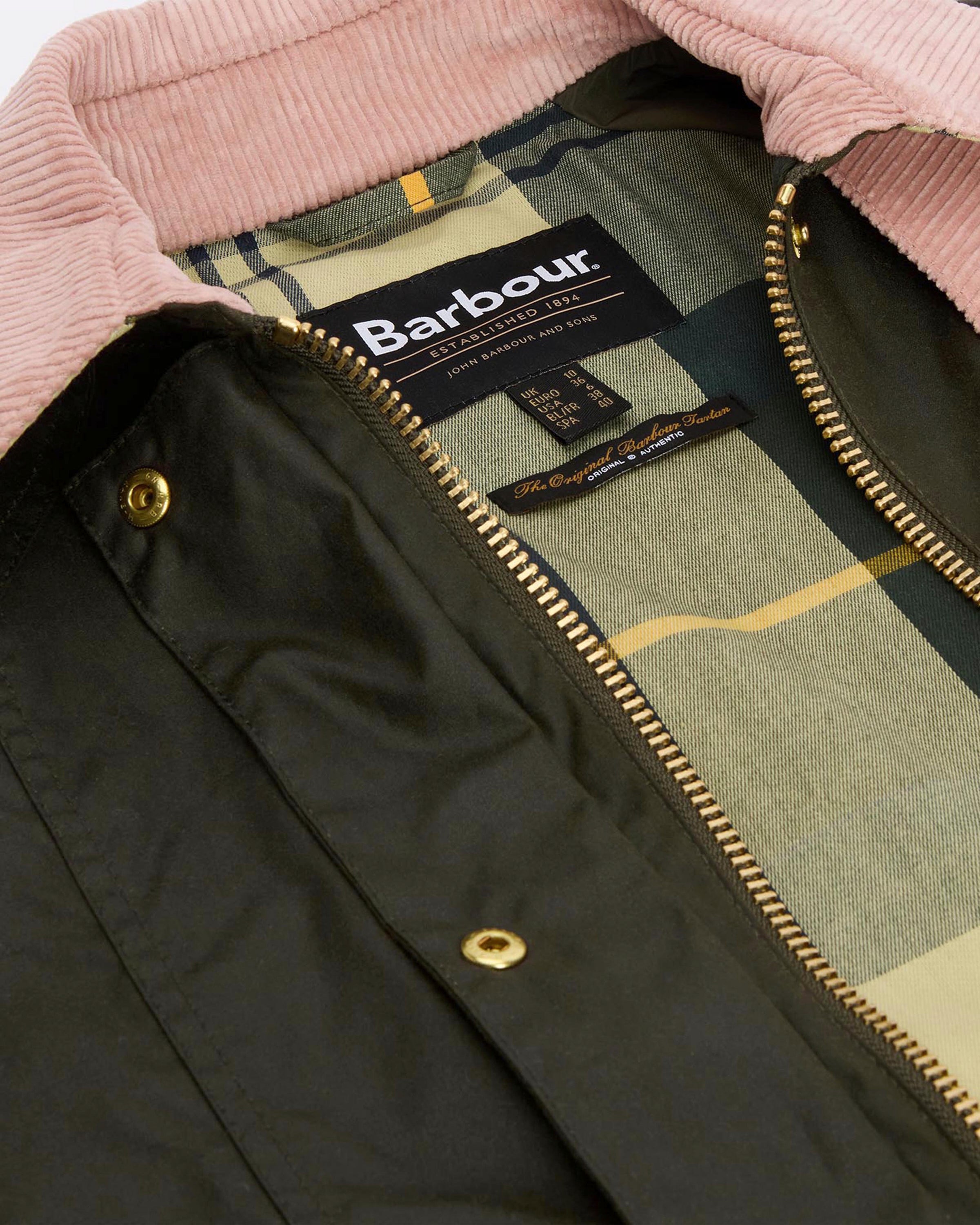 Cropped Beadnell Waxed Jacket - Archive Olive/Ancient/Gardenia
