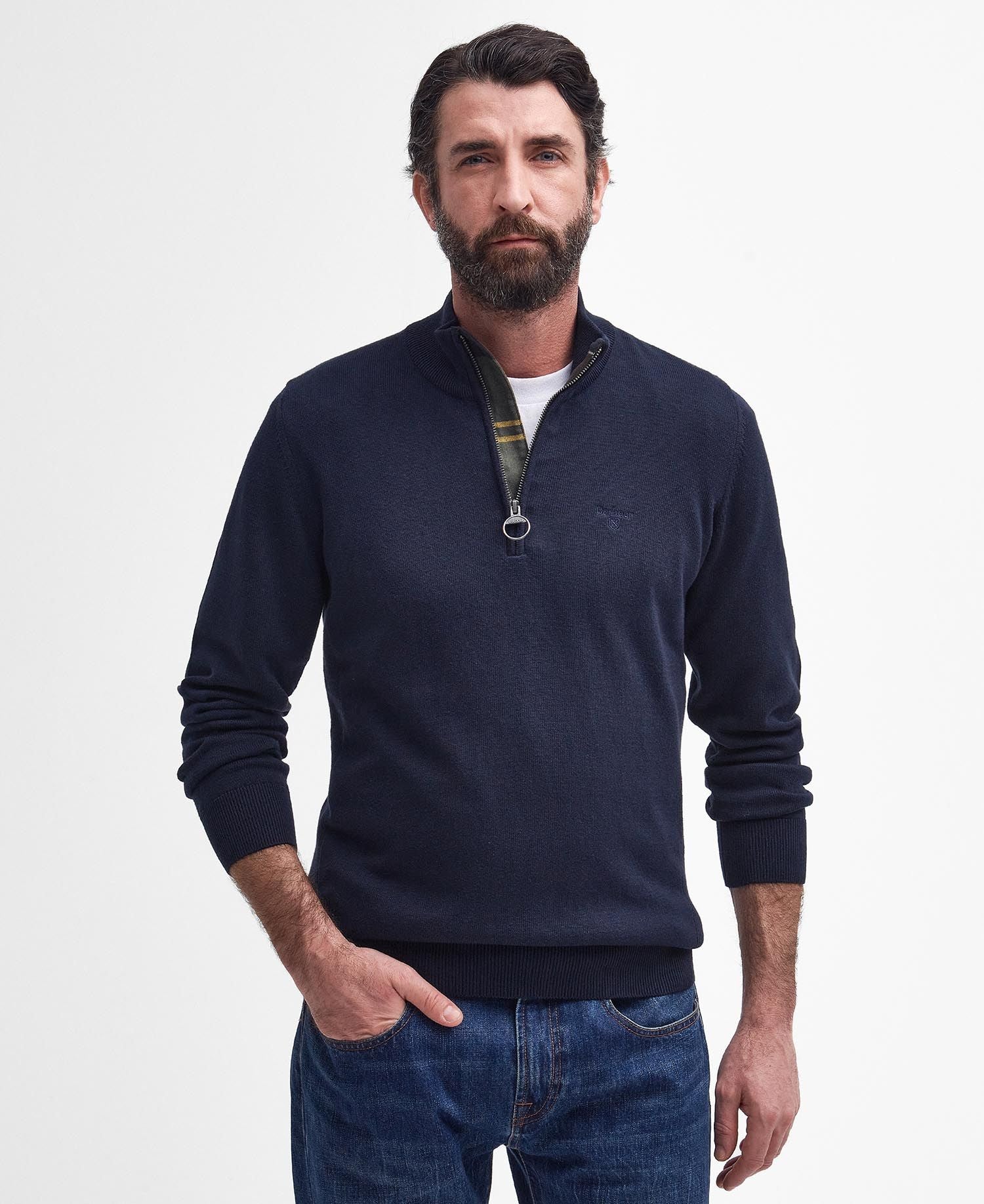 Cotton Half Zip - Navy