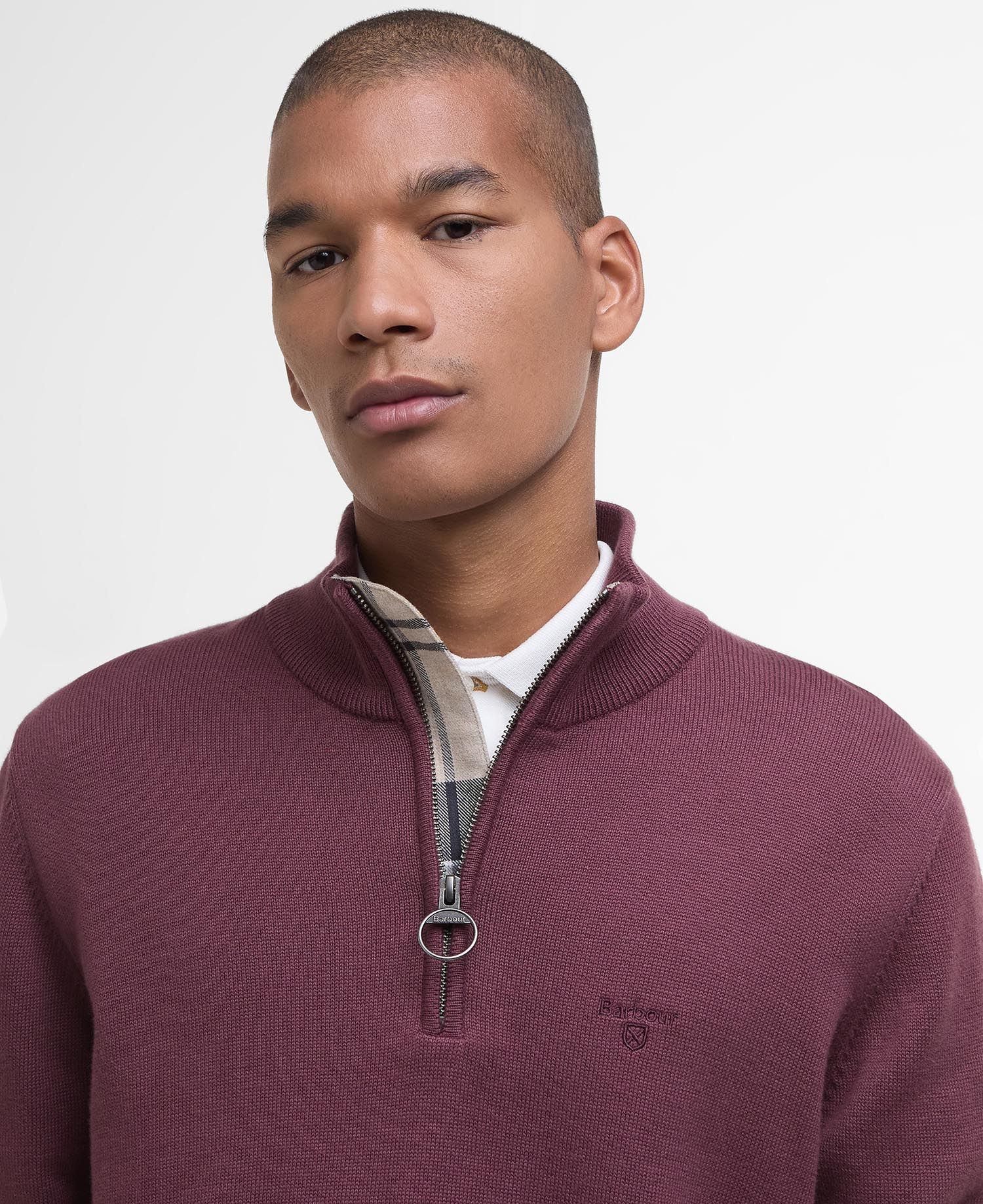 Cotton Half-Zip Jumper - Burnt Heather