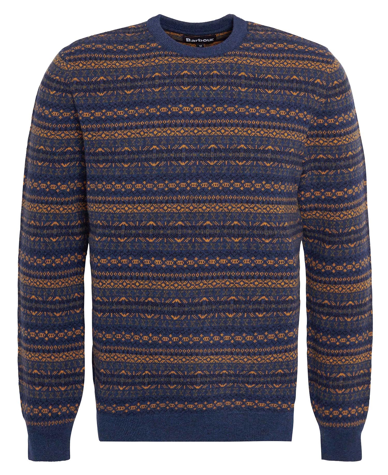 Orkney Fair isle Crew Neck Jumper - Inky Blue