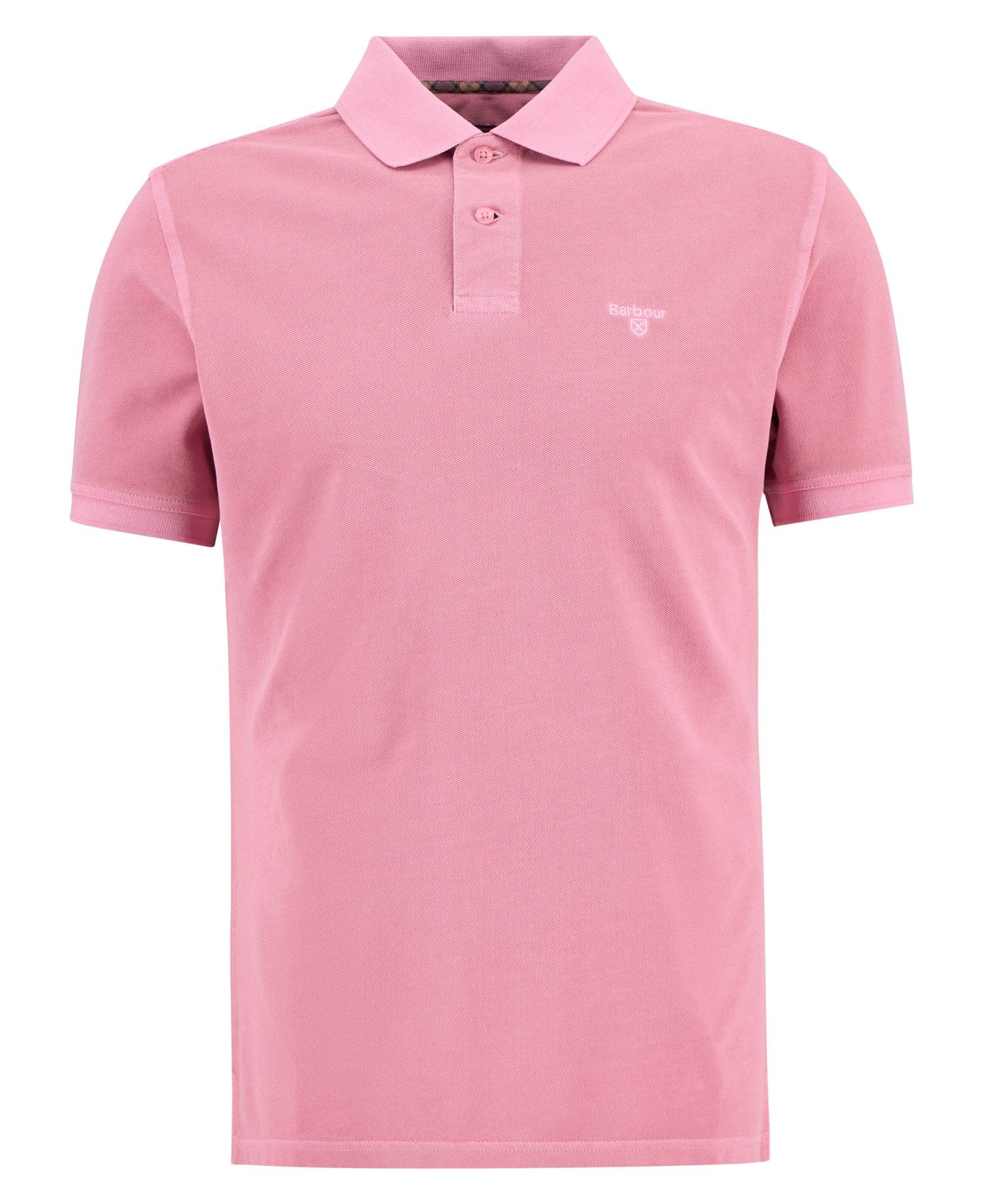 Washed Tartan Tailored Pique Polo - Washed Pink