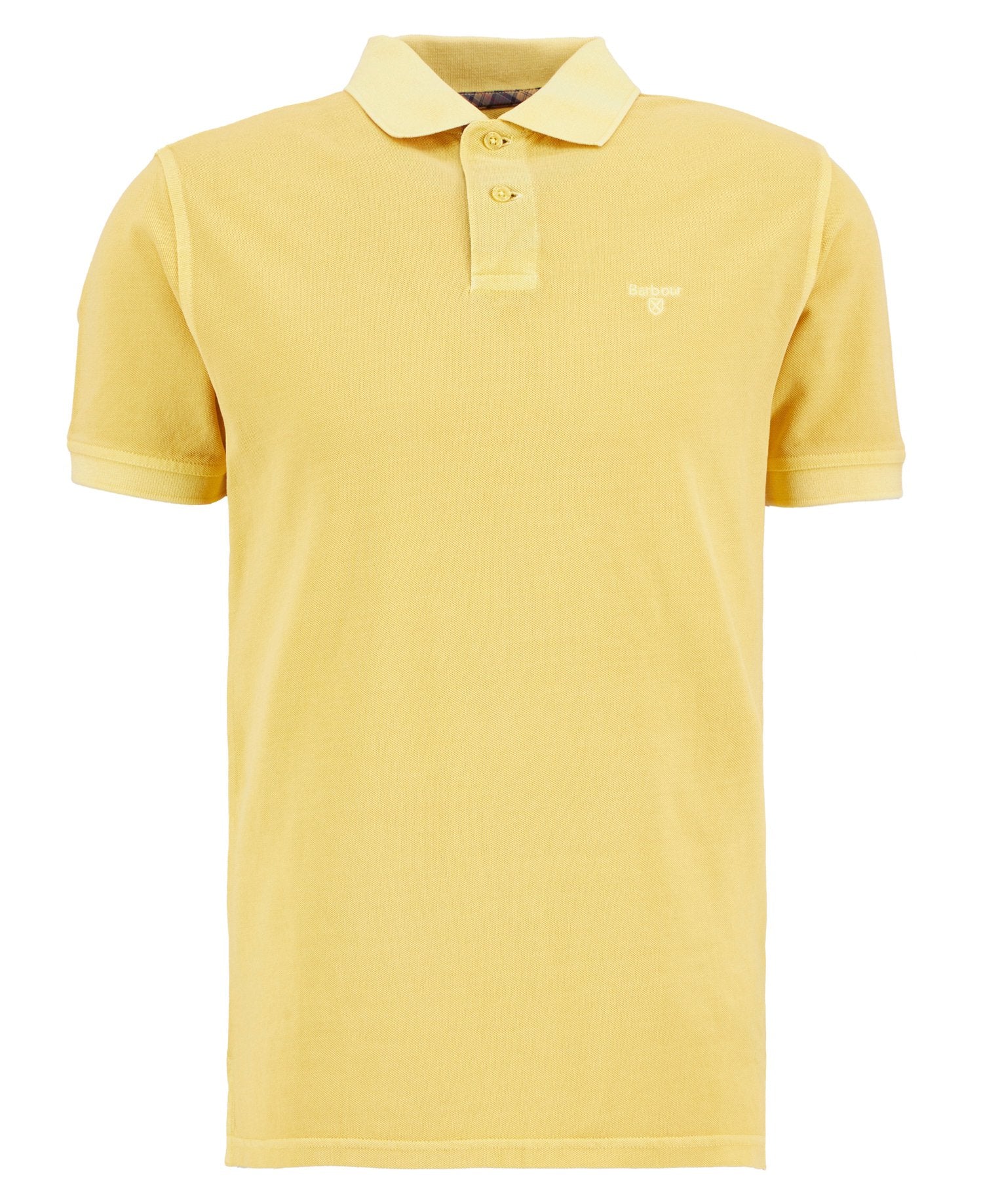 Washed Tartan Tailored Pique Polo - Washed Yellow
