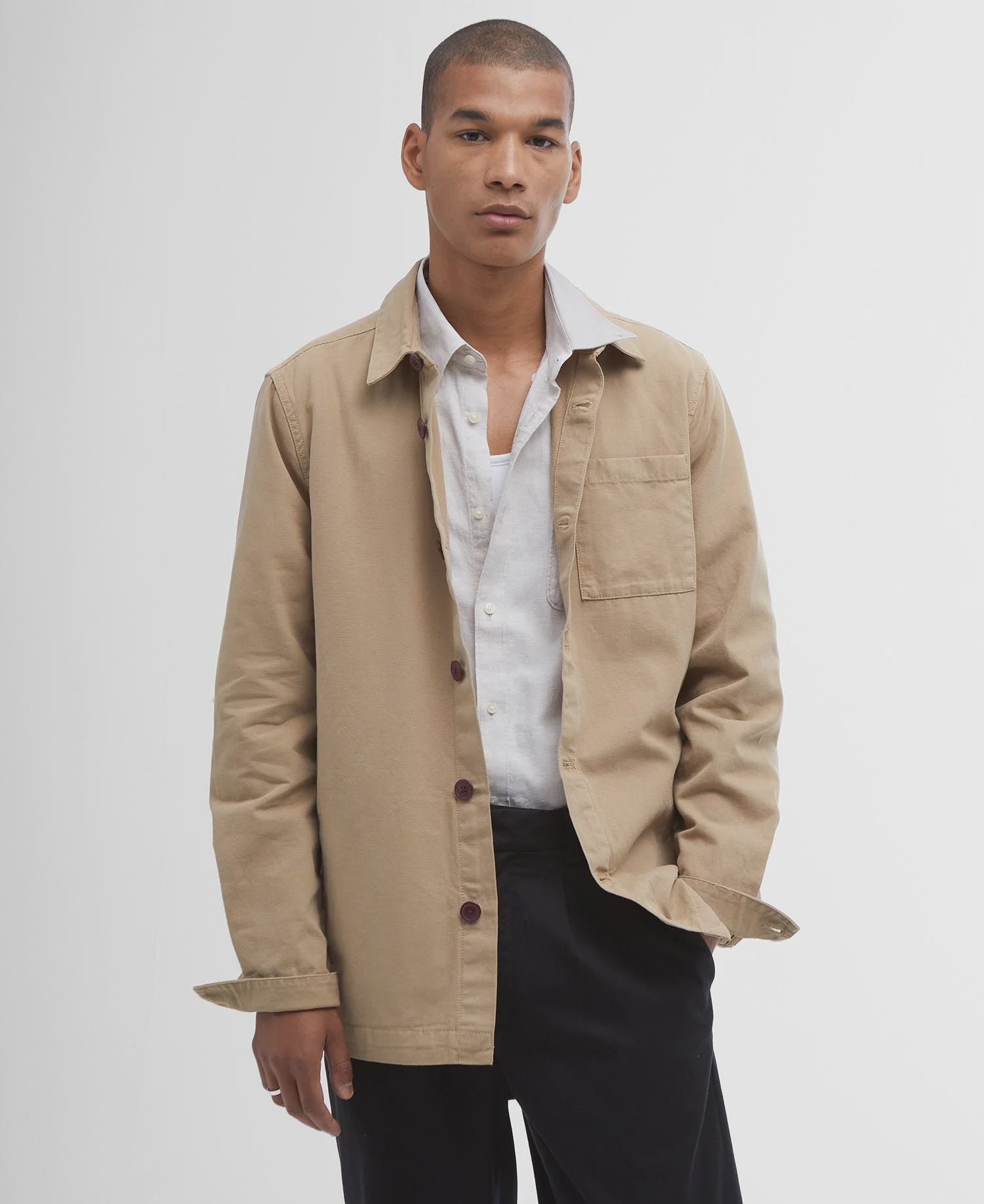 Washed Cotton Overshirt - Washed Stone