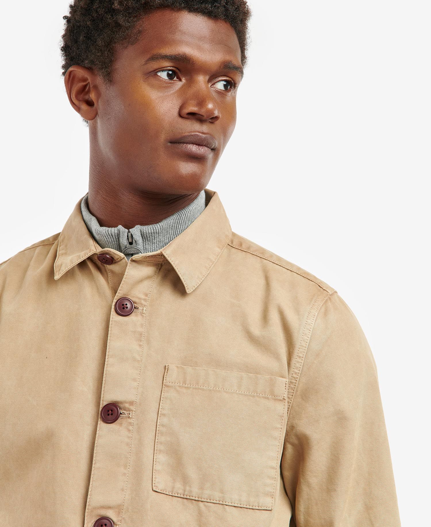 Washed Cotton Overshirt - Washed Stone
