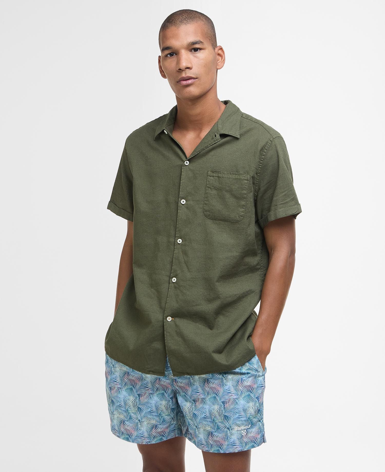 Garment Dyed Nelson Short-Sleeved Shirt - Light Sage
