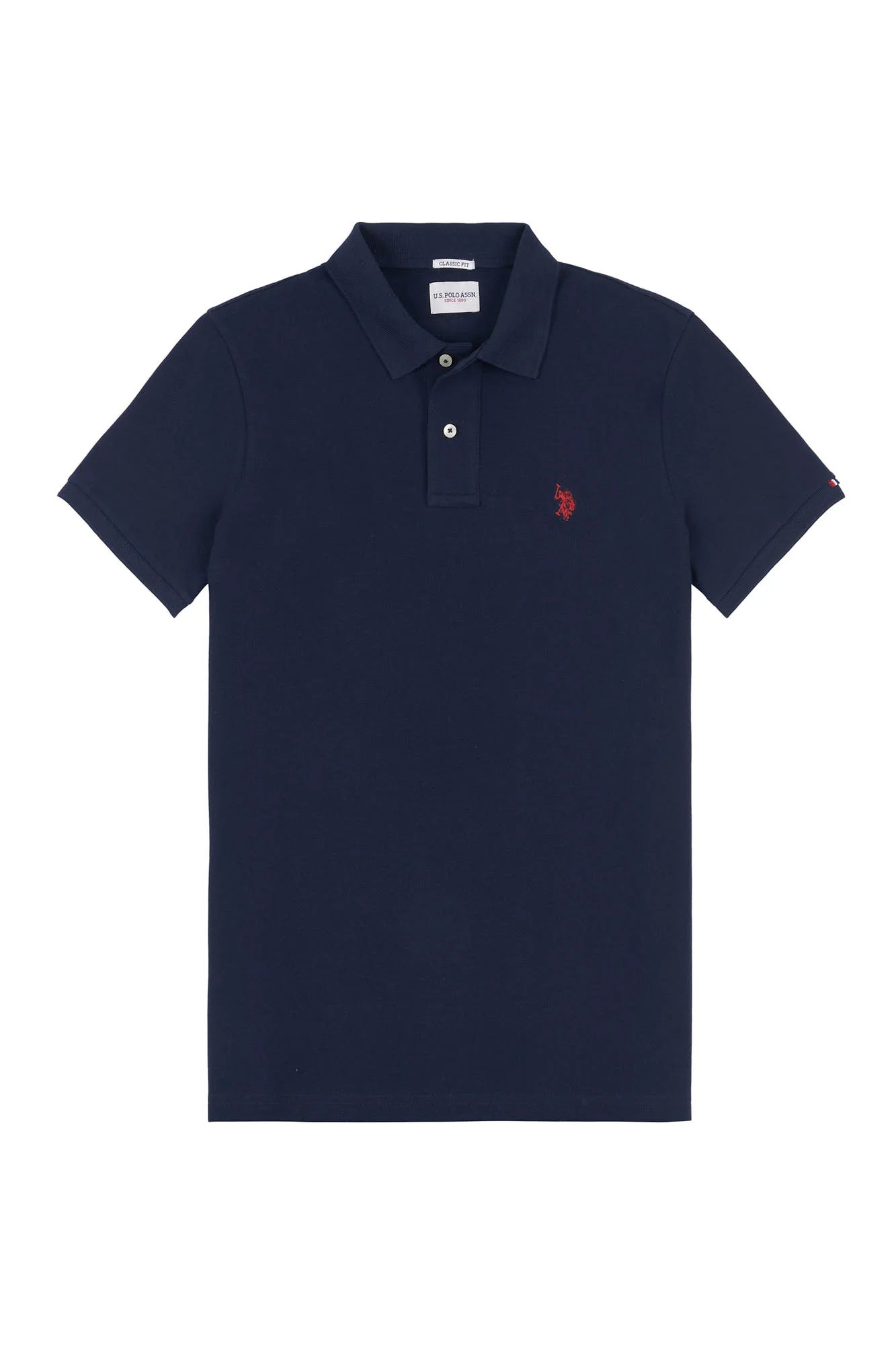 Mens Pique Polo Shirt in Dark Sapphire Navy / Haute Red DHM
