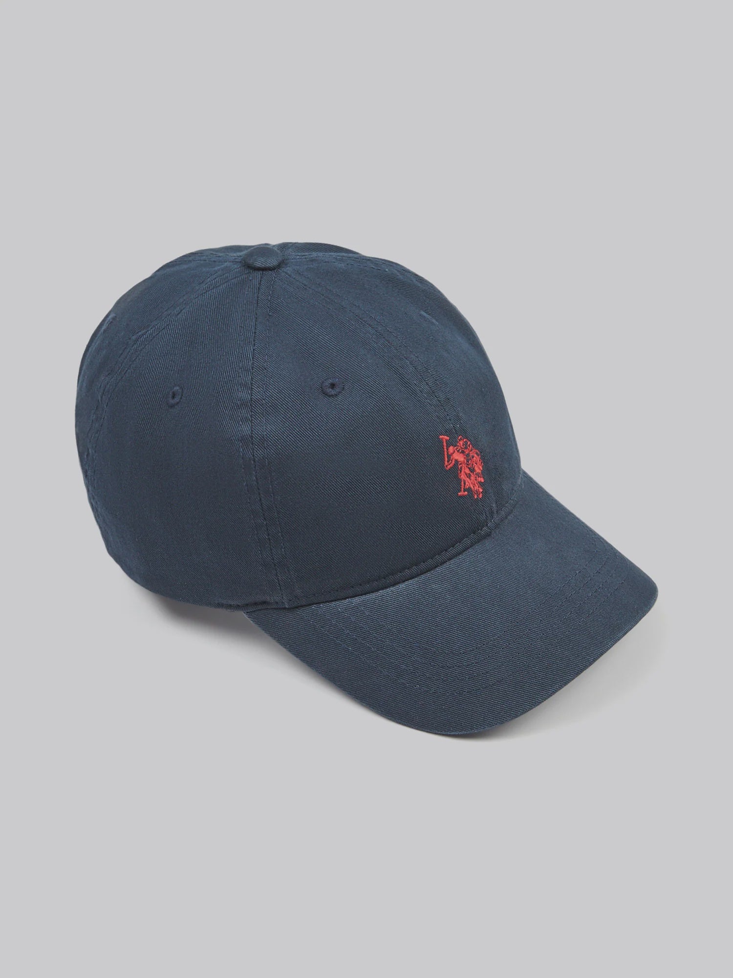 Mens Washed Casual Cap in Dark Sapphire Navy / Haute Red DHM