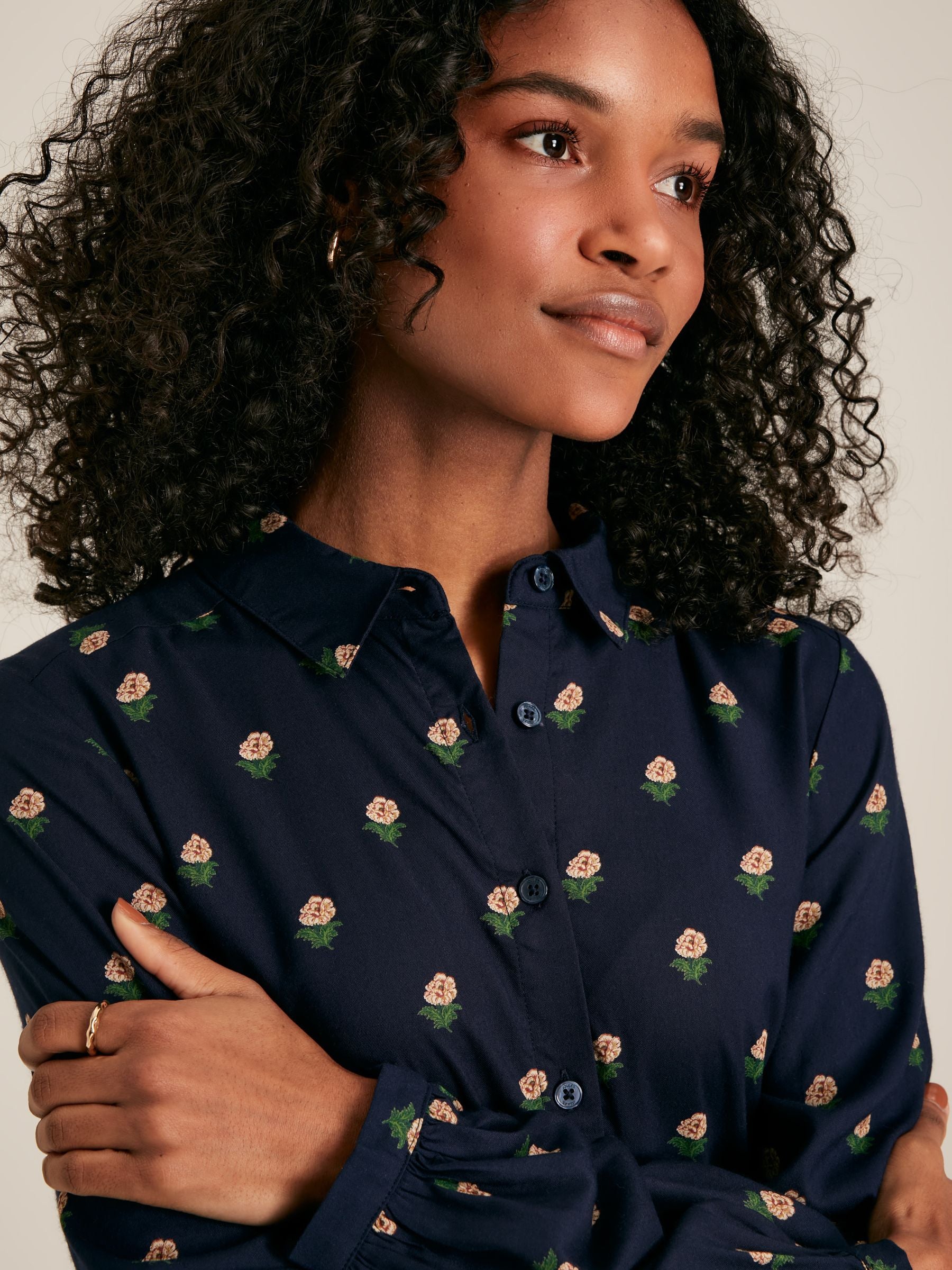 Eva Navy Printed Shirt Dress