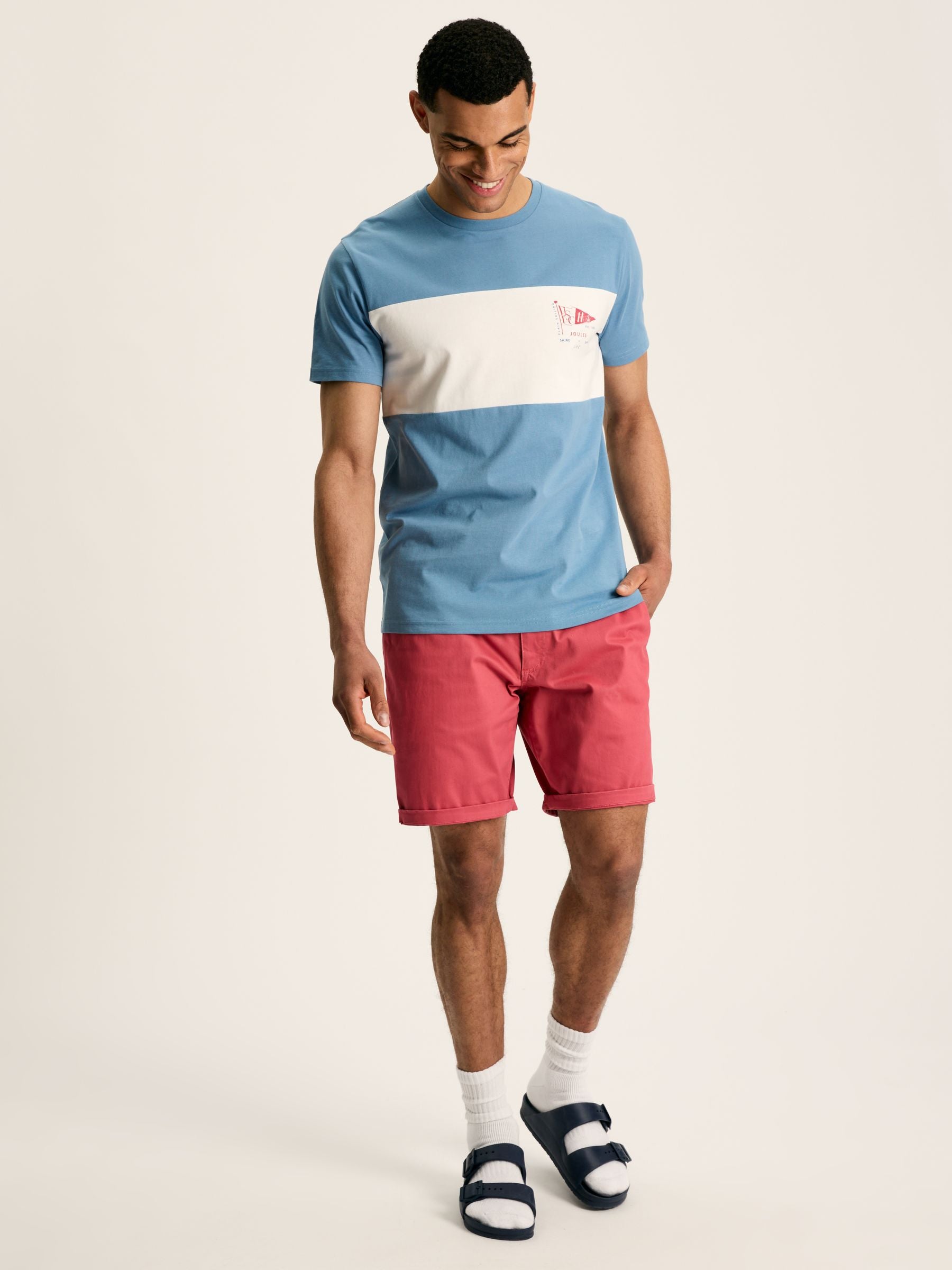Denton Blue Colourblock Jersey Crew Neck T-Shirt