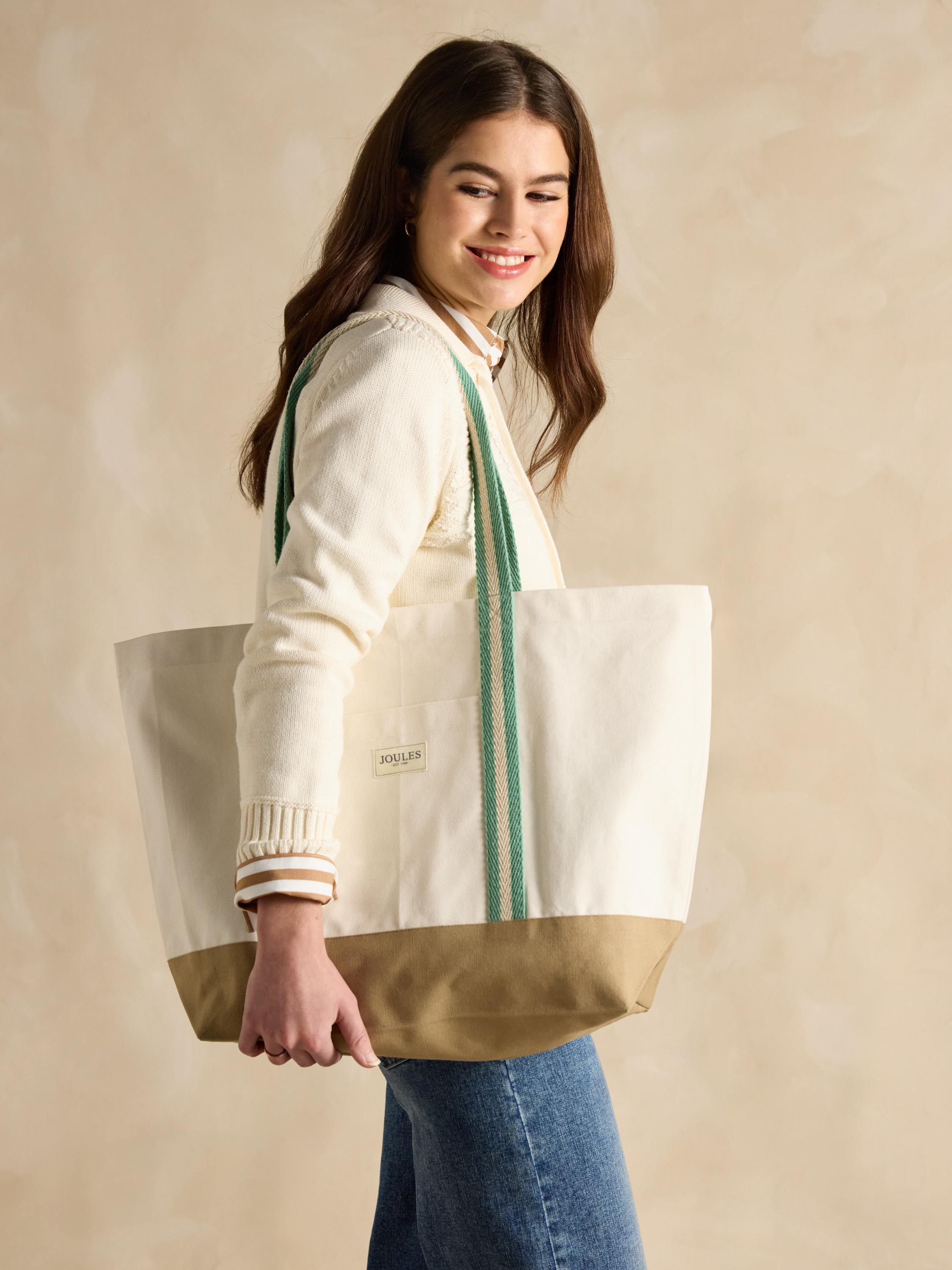 Promenade Neutral Canvas Beach Bag