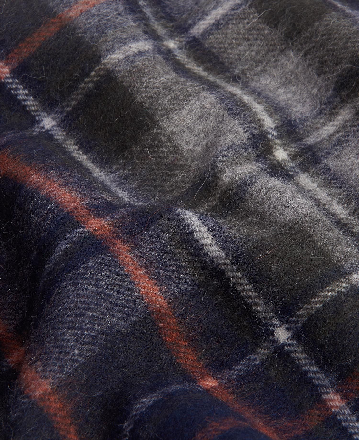New Check Tartan Scarf - Navy/Dark Ginger