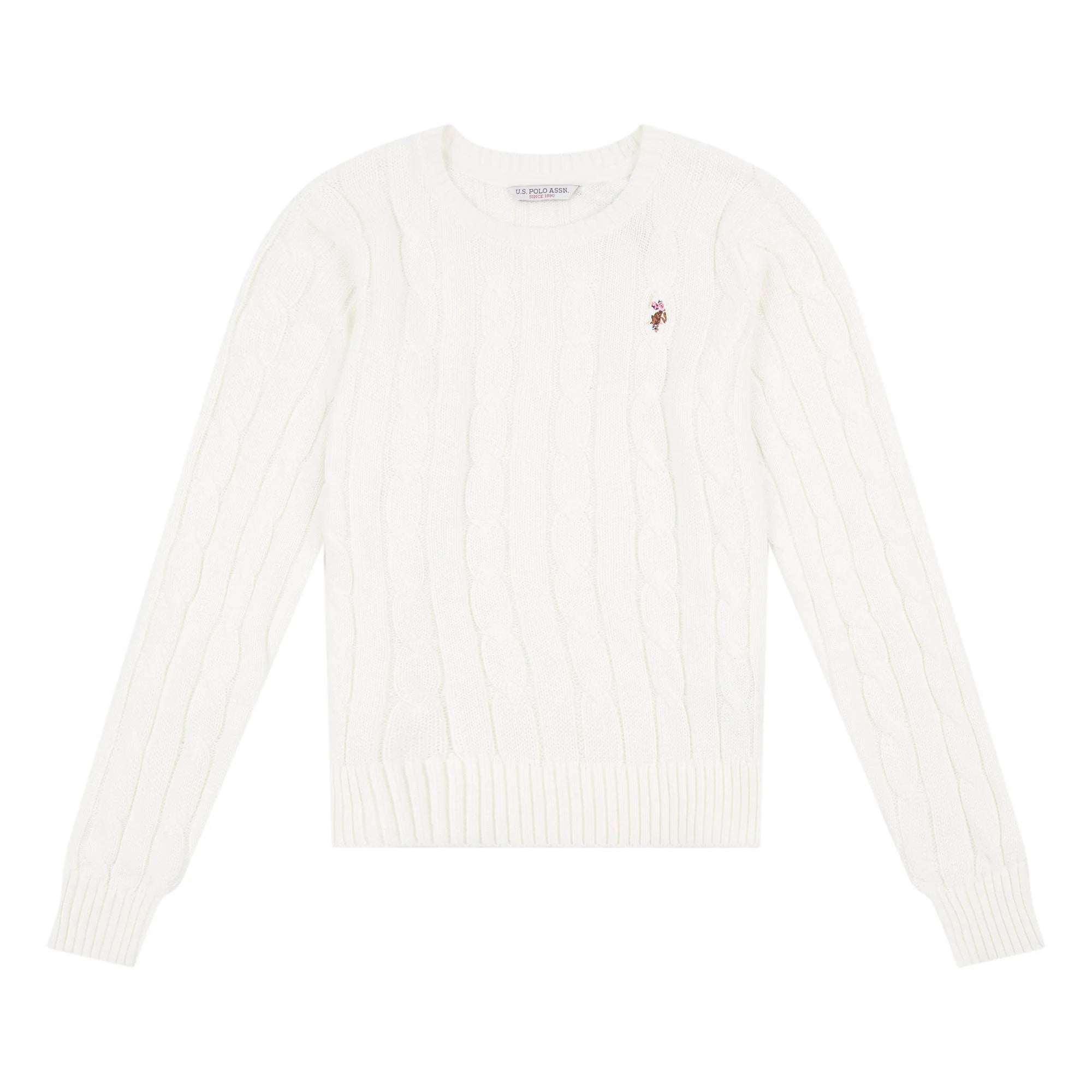 Womens Crew Neck Cable Jumper in Marshmallow