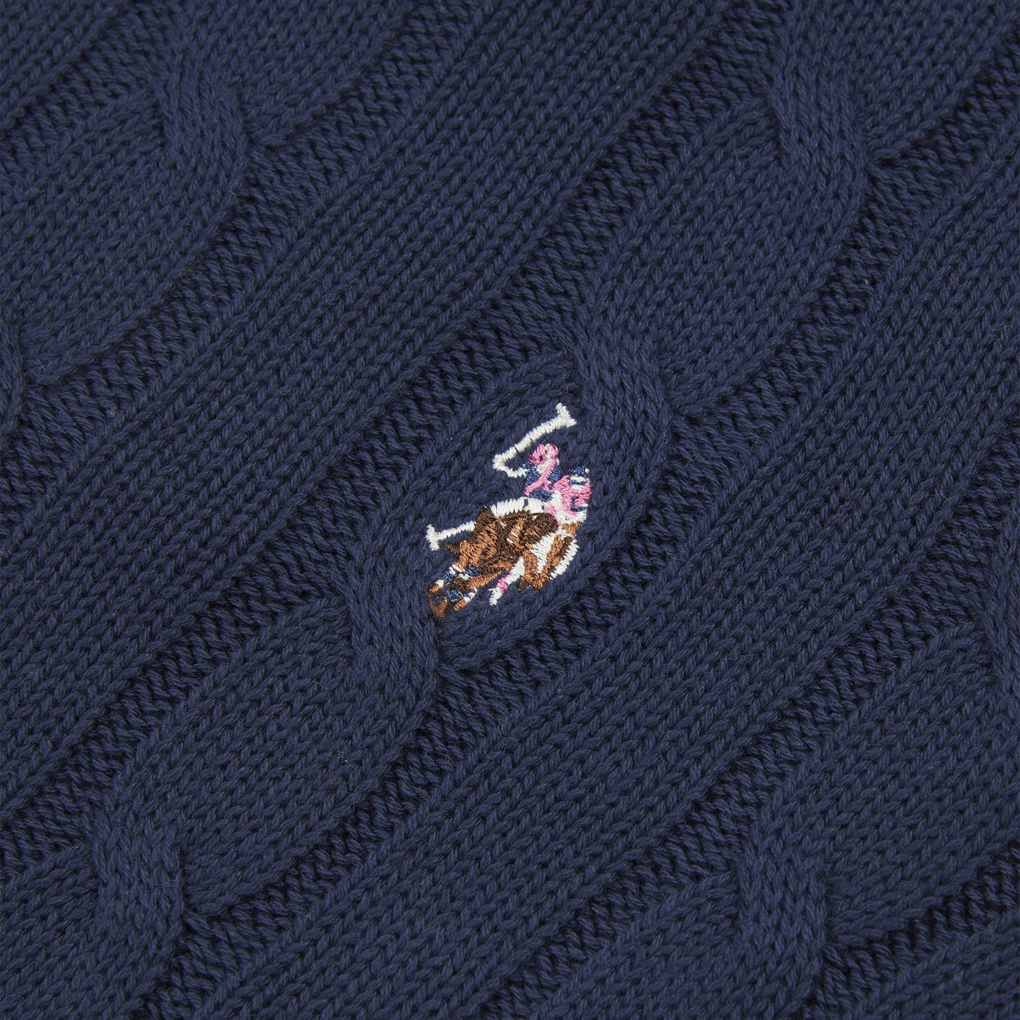 Womens Crew Neck Cable Jumper in Navy Iris
