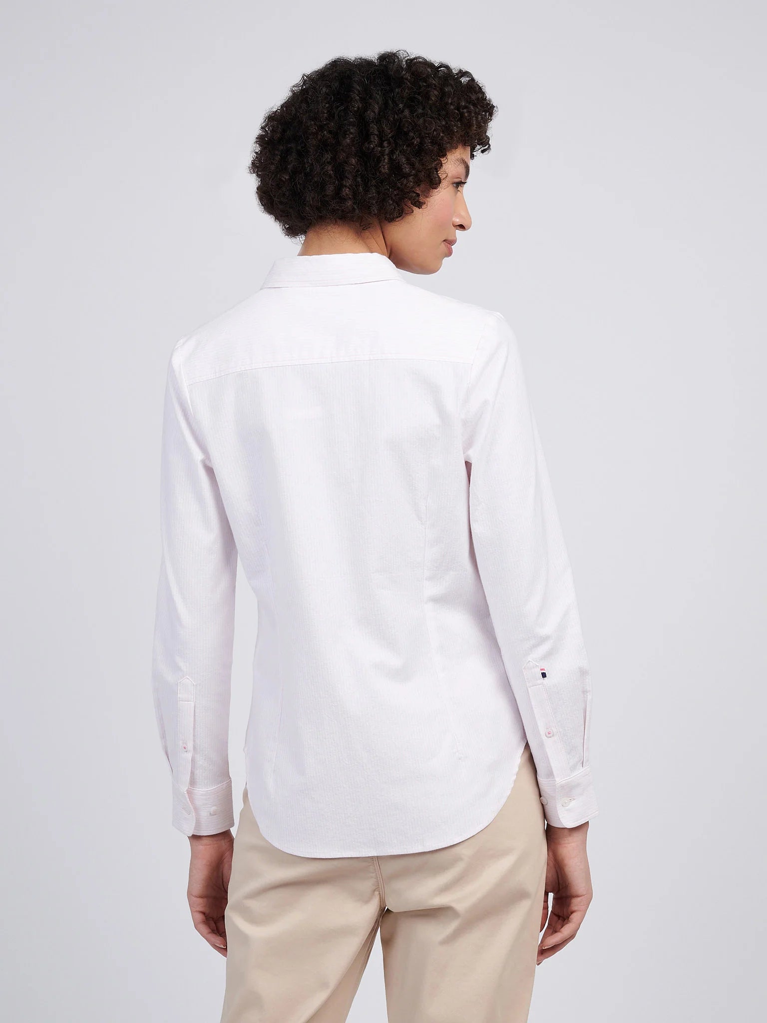 Womens Stripe Stretch Classic Fit Oxford Shirt in Crystal Rose