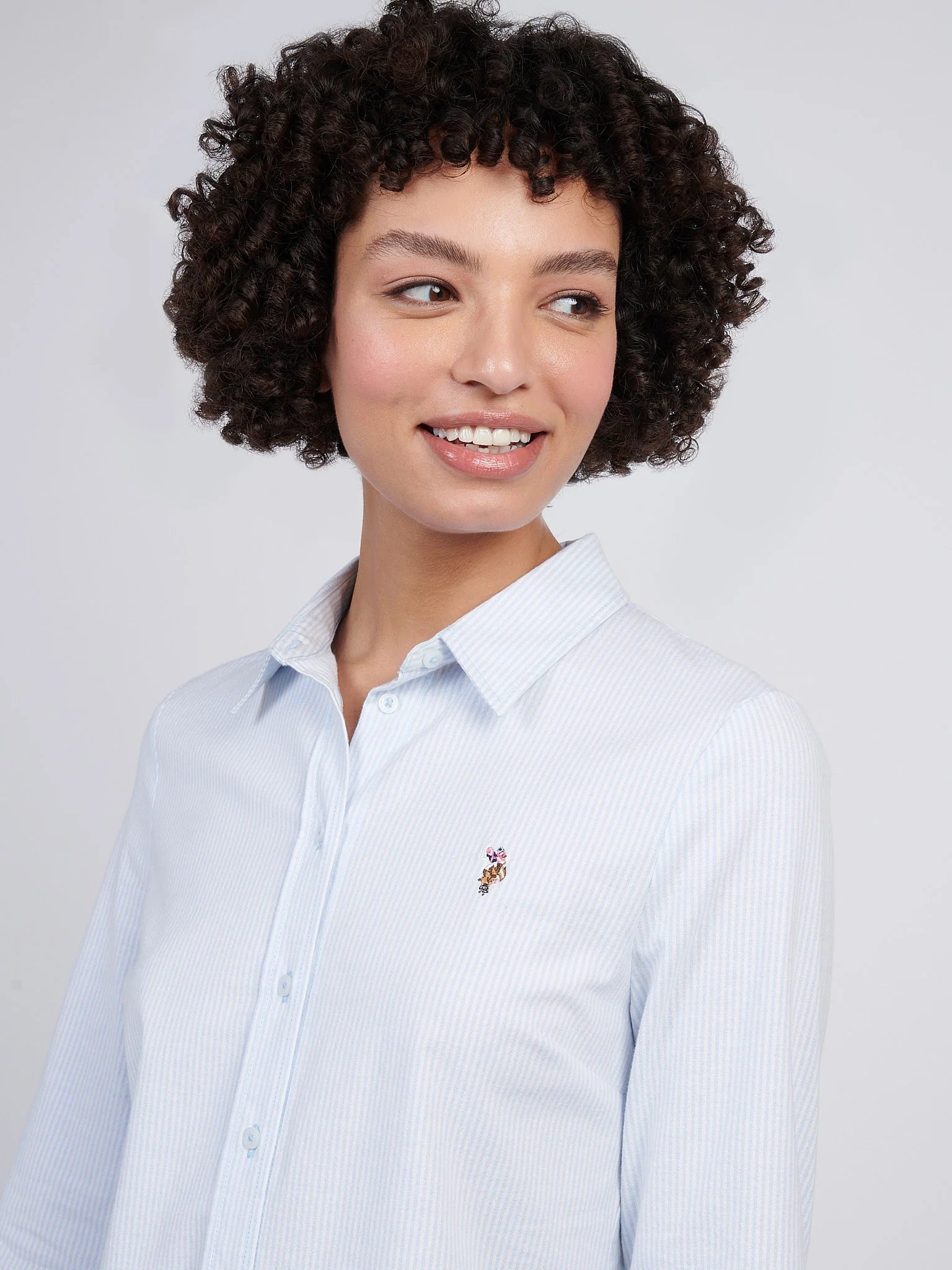 Womens Stripe Stretch Classic Fit Oxford Shirt in Windsurfer