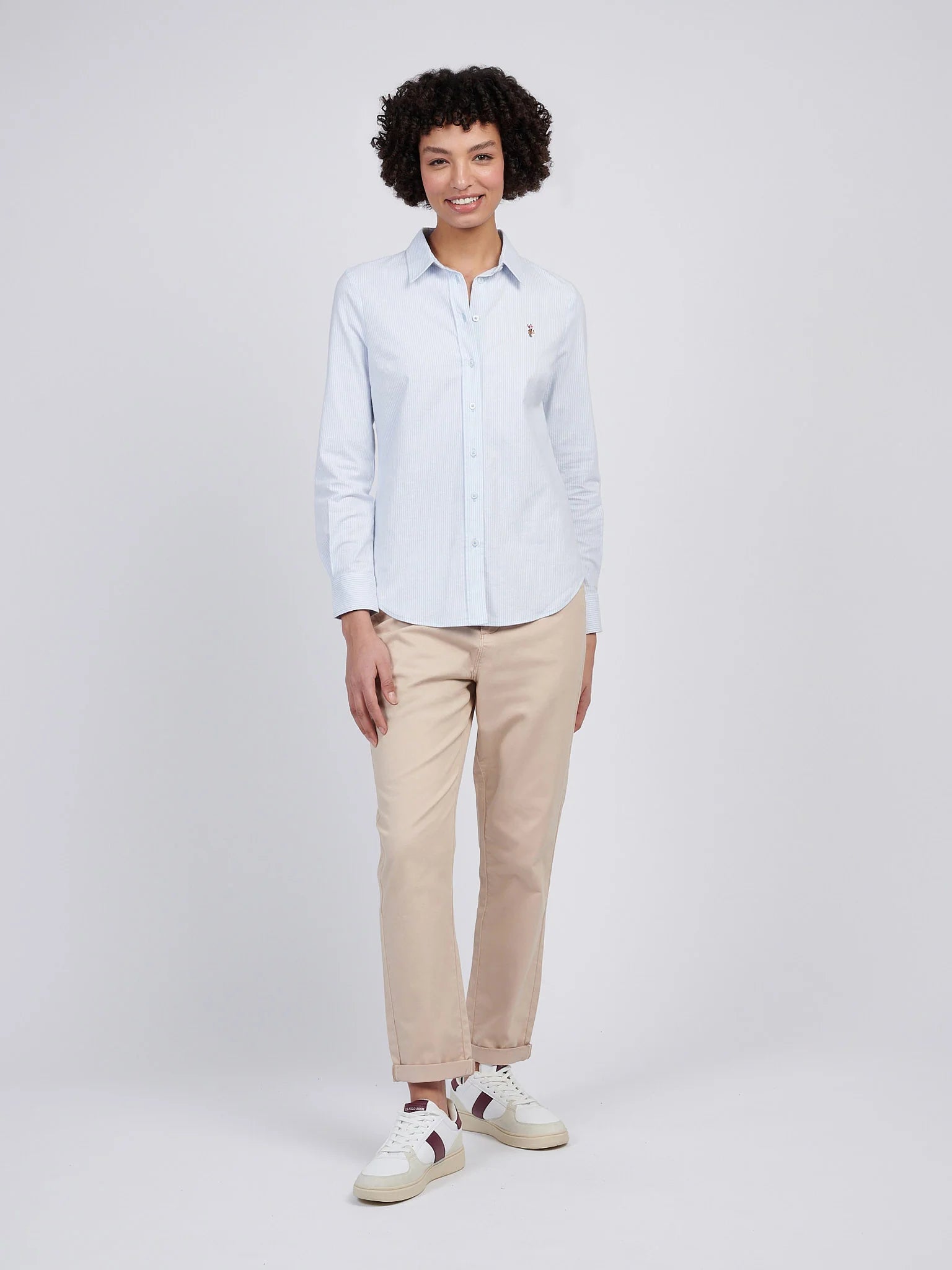 Womens Stripe Stretch Classic Fit Oxford Shirt in Windsurfer