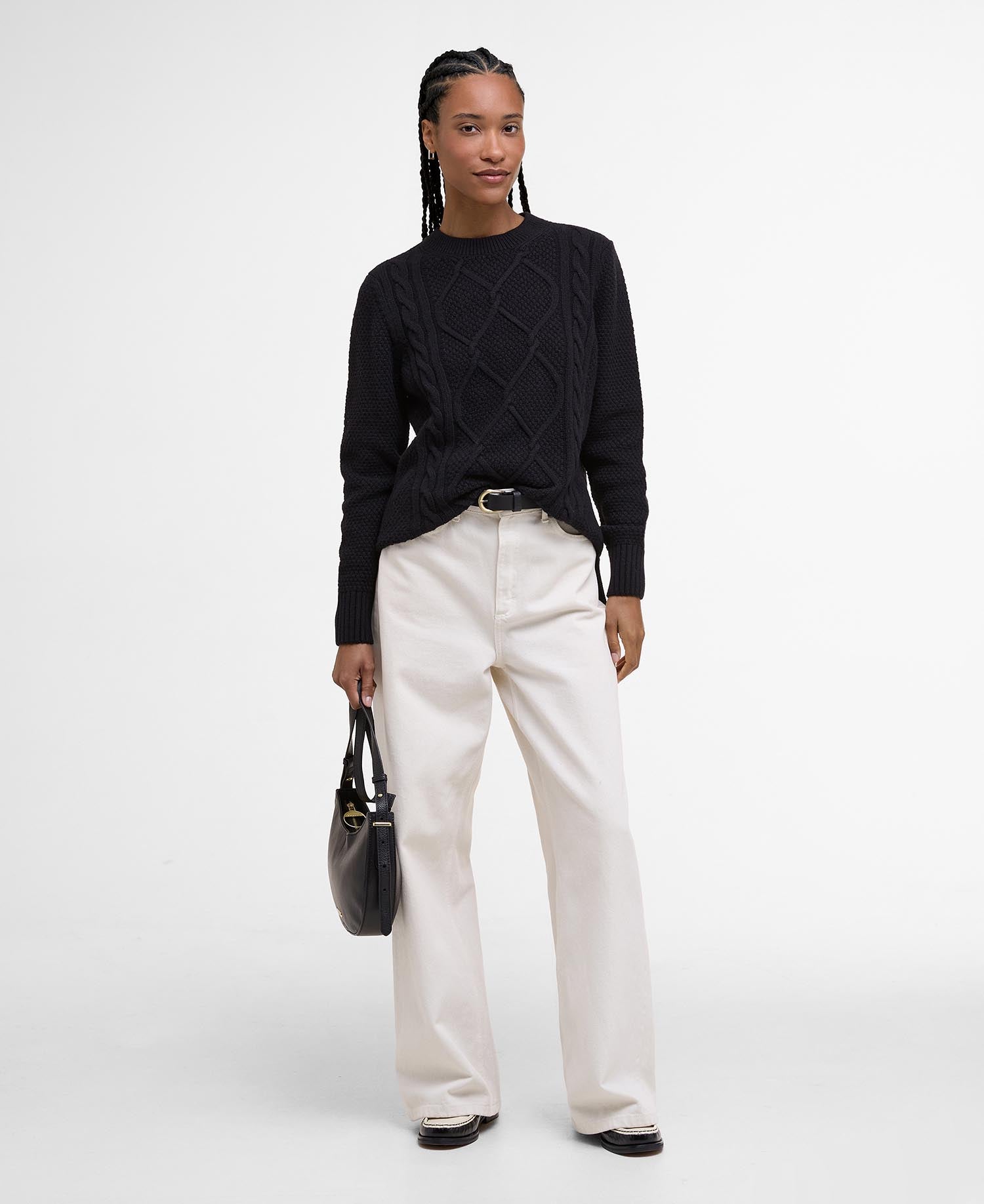Burne Argyle Crew Neck Jumper - Black