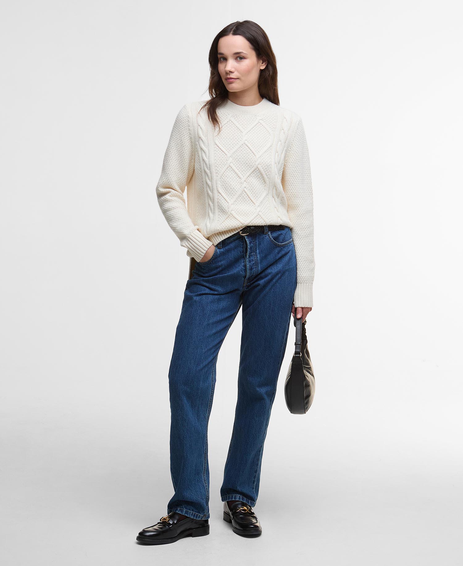 Burne Argyle Crew Neck Jumper - Ecru