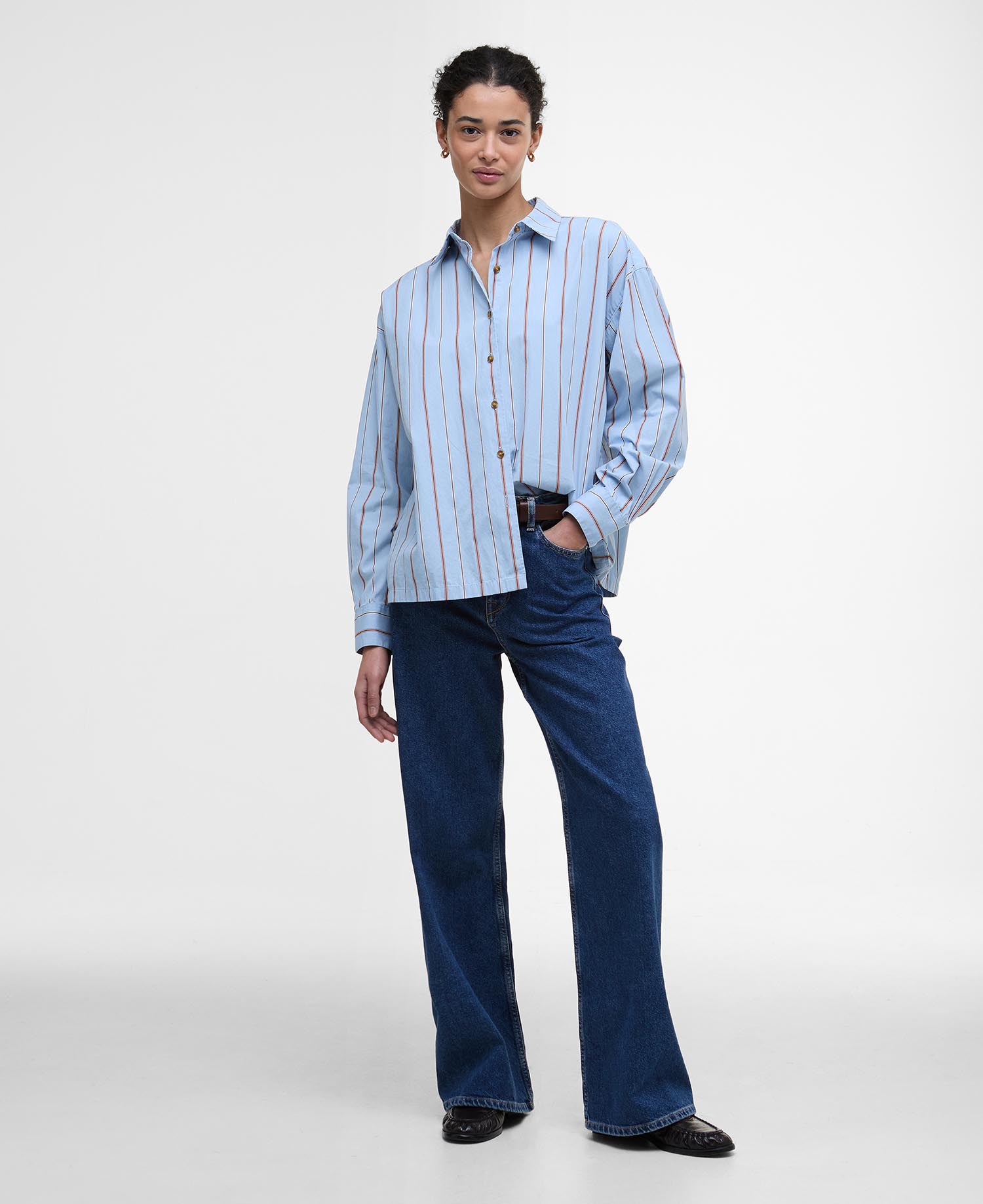 Saffron Striped Relaxed Shirt - Ice Blue Stripe