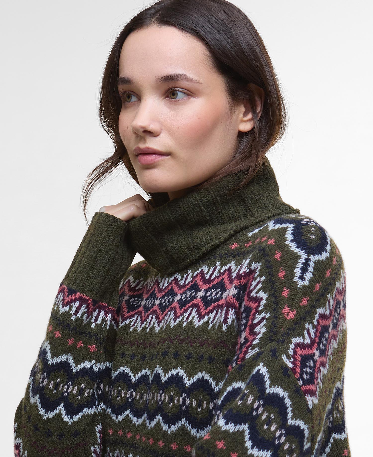 Helen Fair isle Roll-Neck Jumper - Olive Multi
