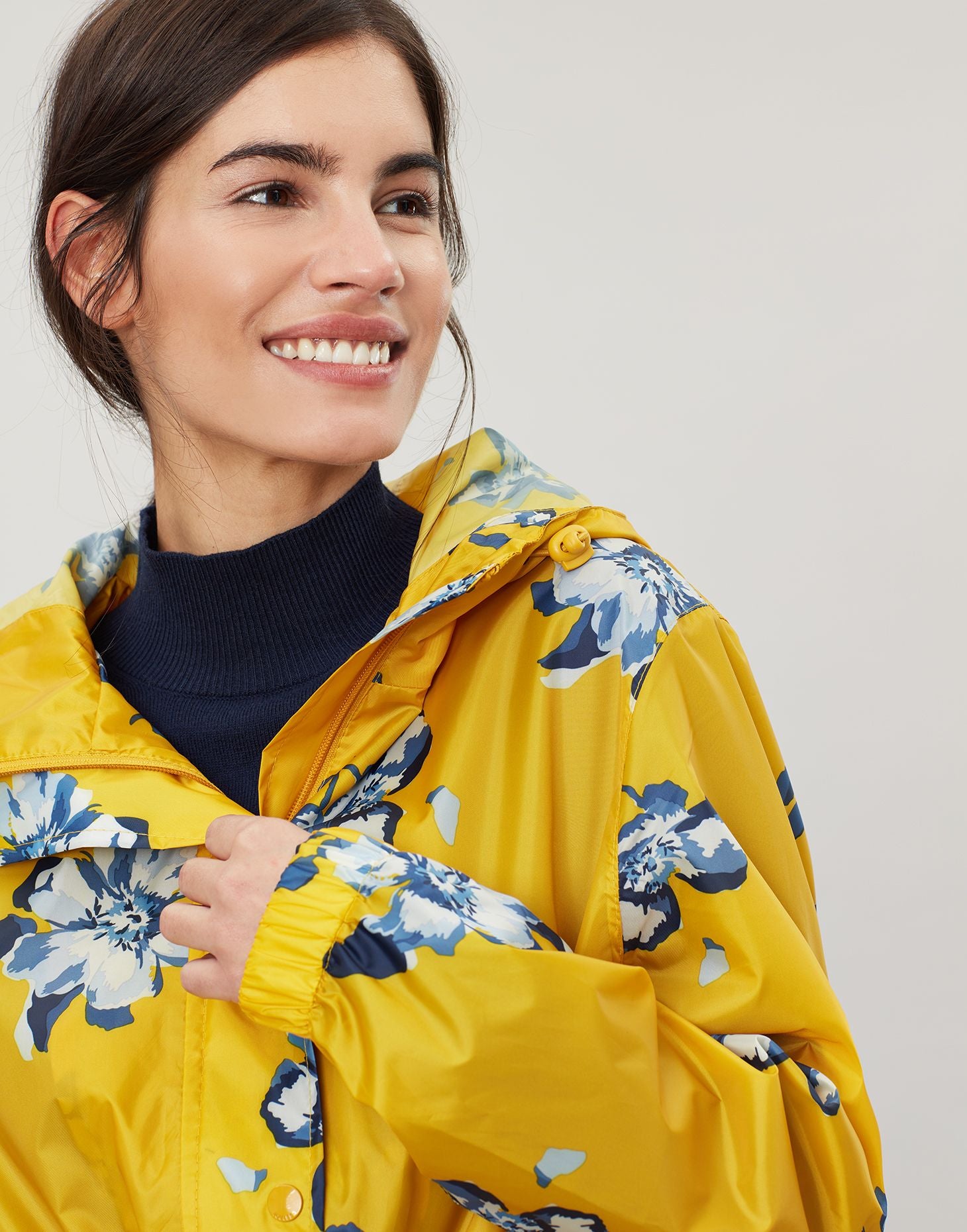 Golightly Printed Waterproof Packaway Coat - Gold Floral