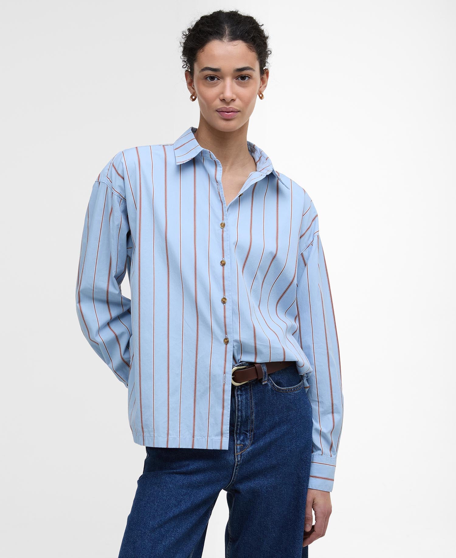 Saffron Striped Relaxed Shirt - Ice Blue Stripe