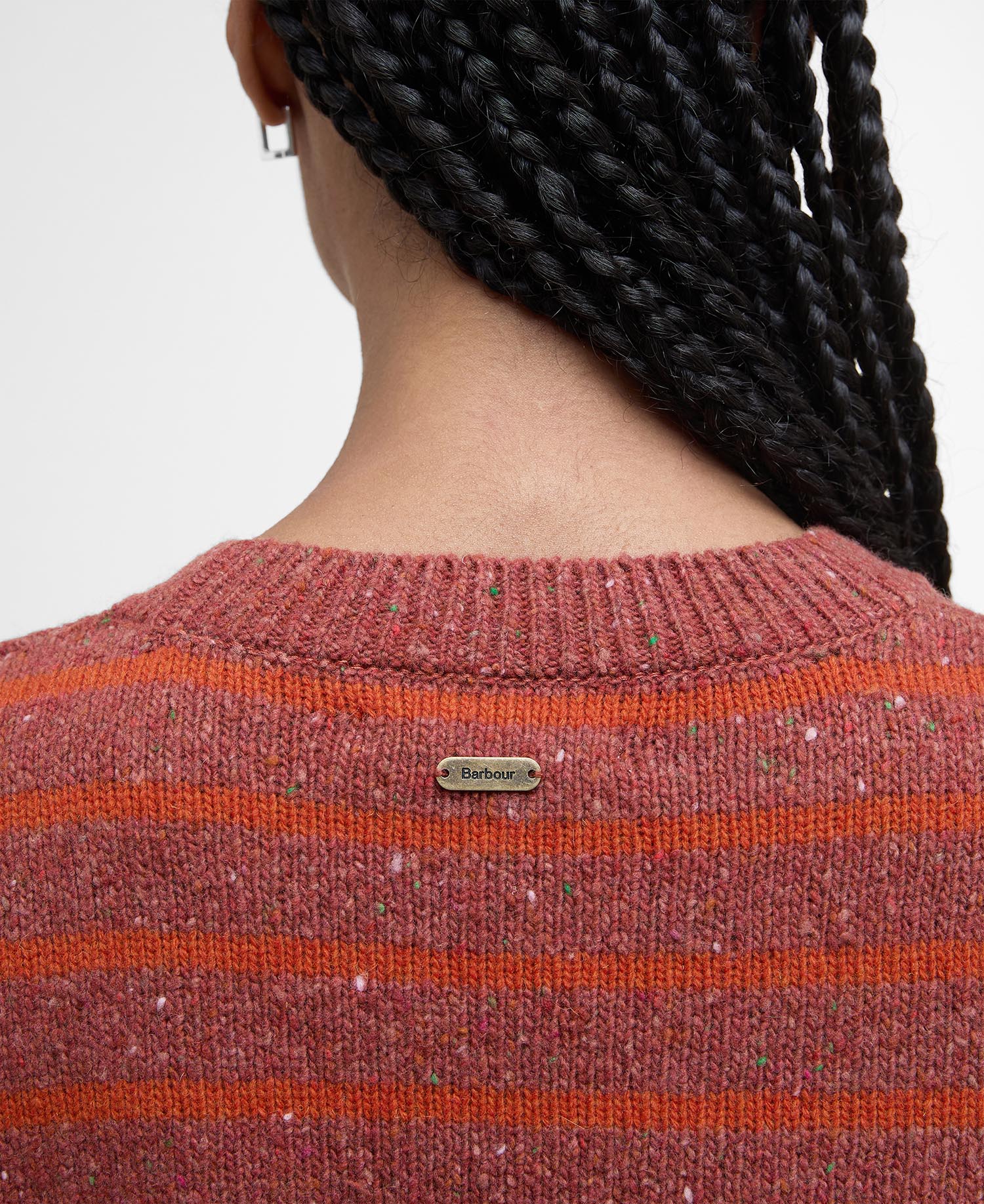 Claydon Striped Crew Neck Jumper - Burnt Orange stripe