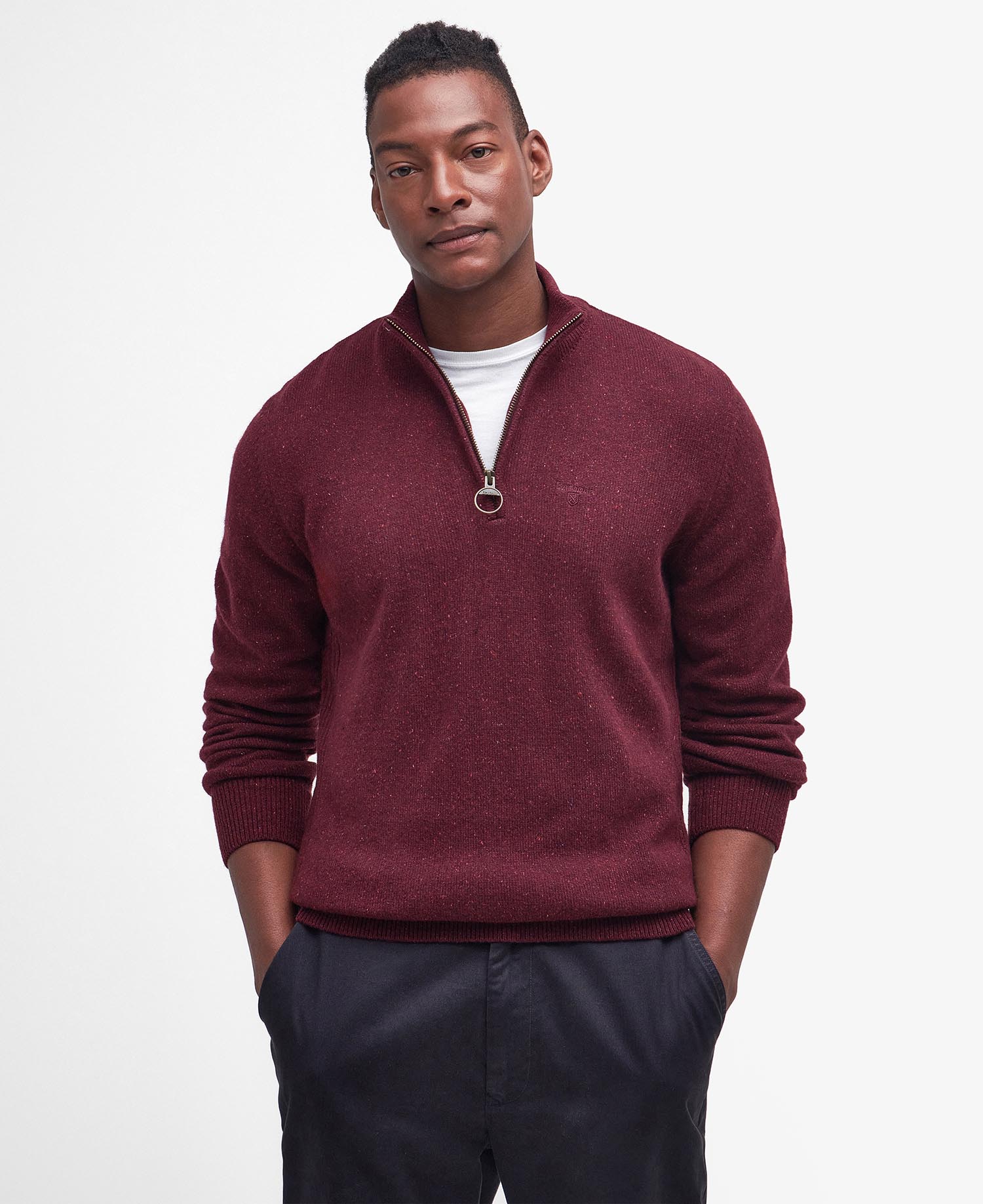 Essential Tisbury Half-Zip Jumper - Ruby