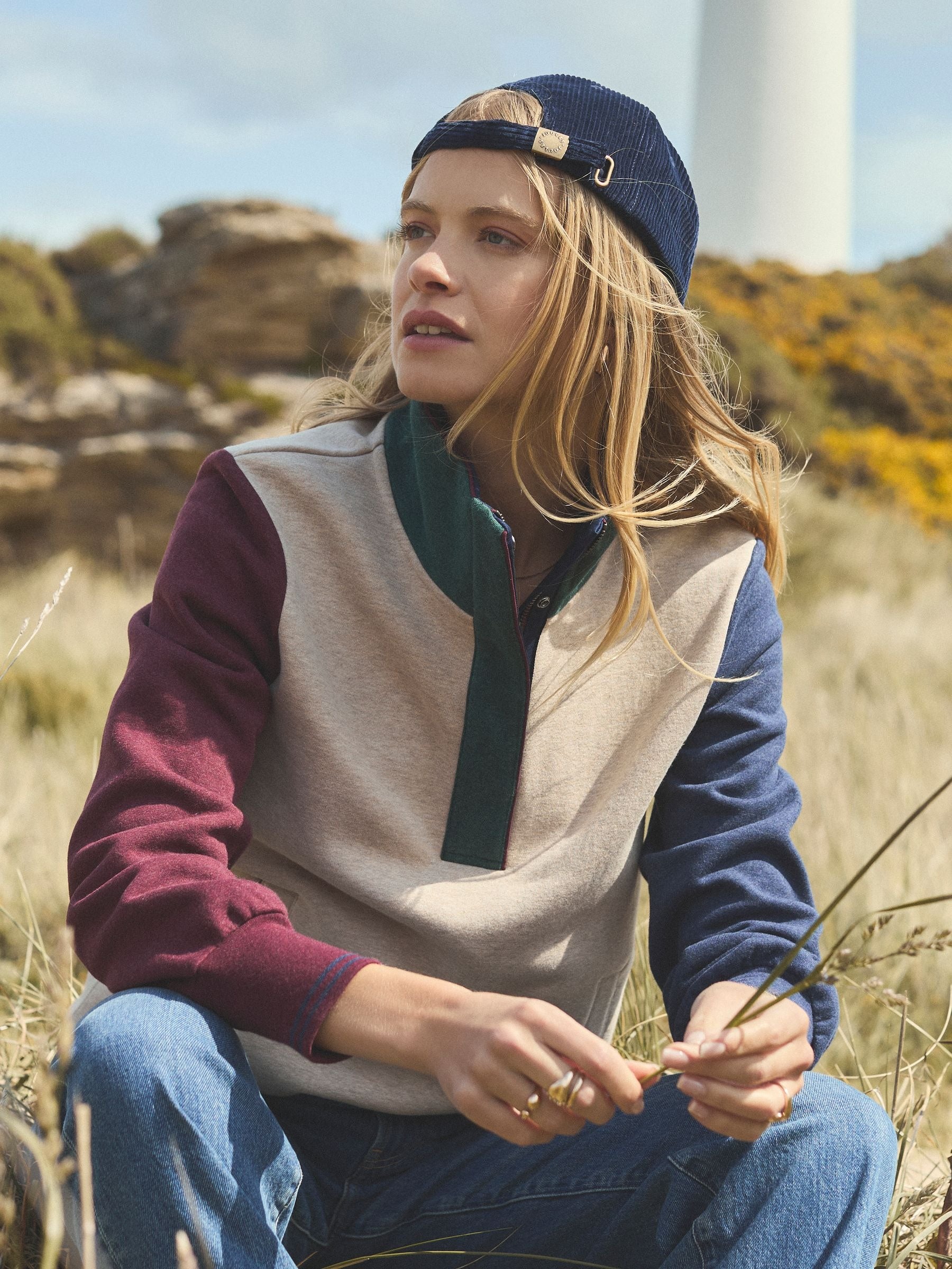 Burnham Hotchpotch Premium Brushed Cotton Funnel Neck Quarter Zip Sweatshirt