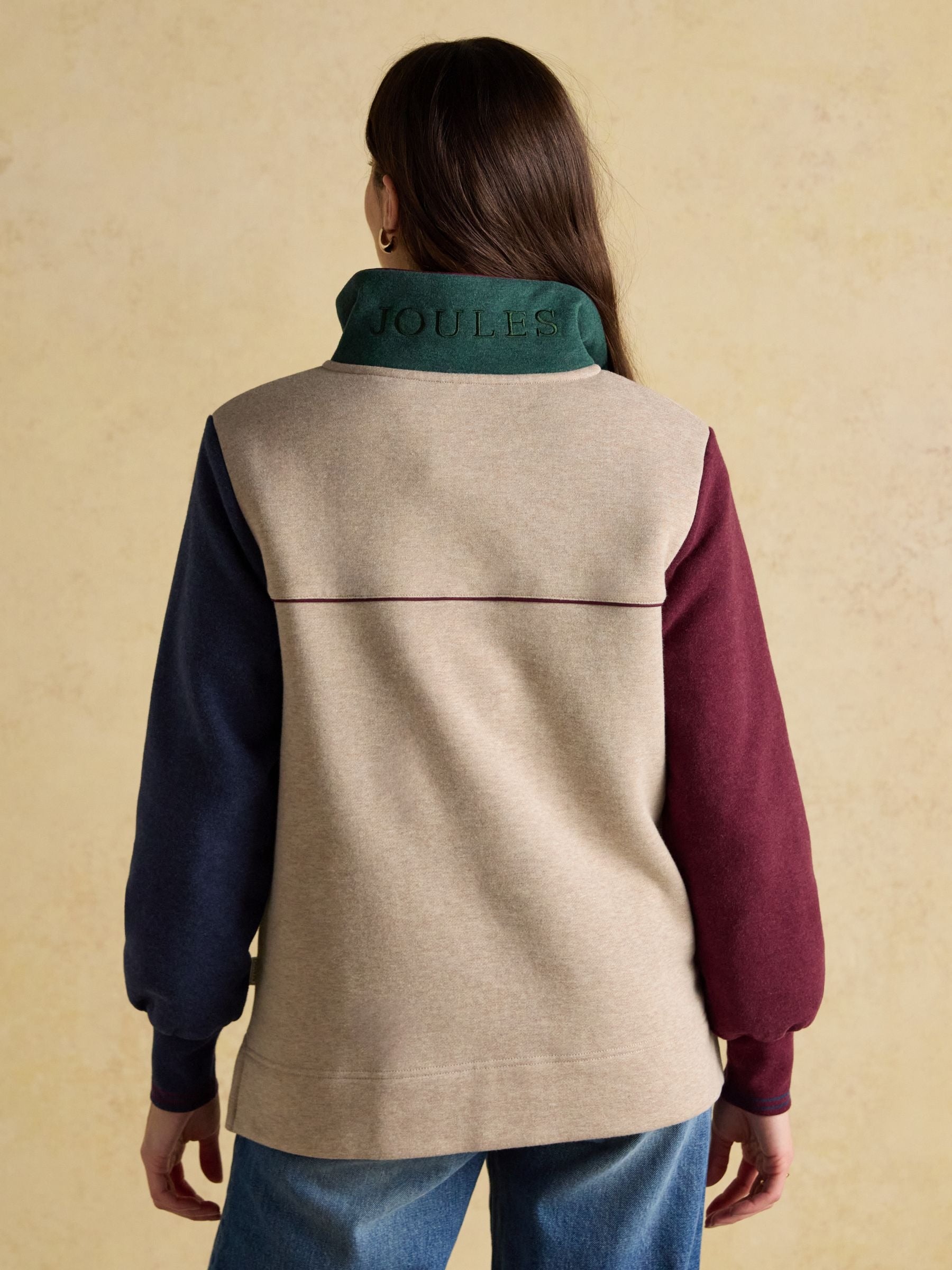 Burnham Hotchpotch Premium Brushed Cotton Funnel Neck Quarter Zip Sweatshirt